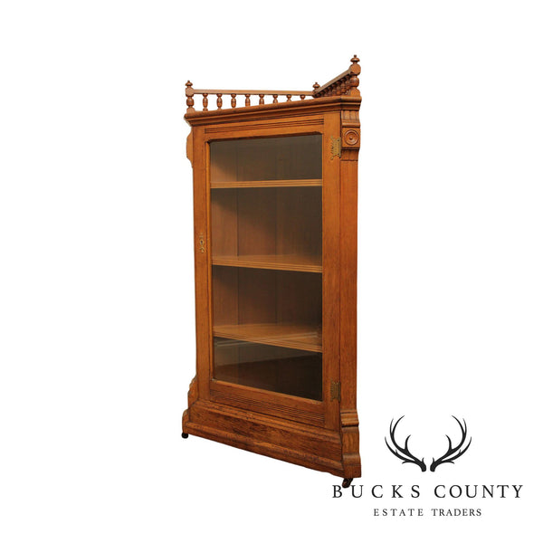 Antique Victorian Oak Corner Cabinet