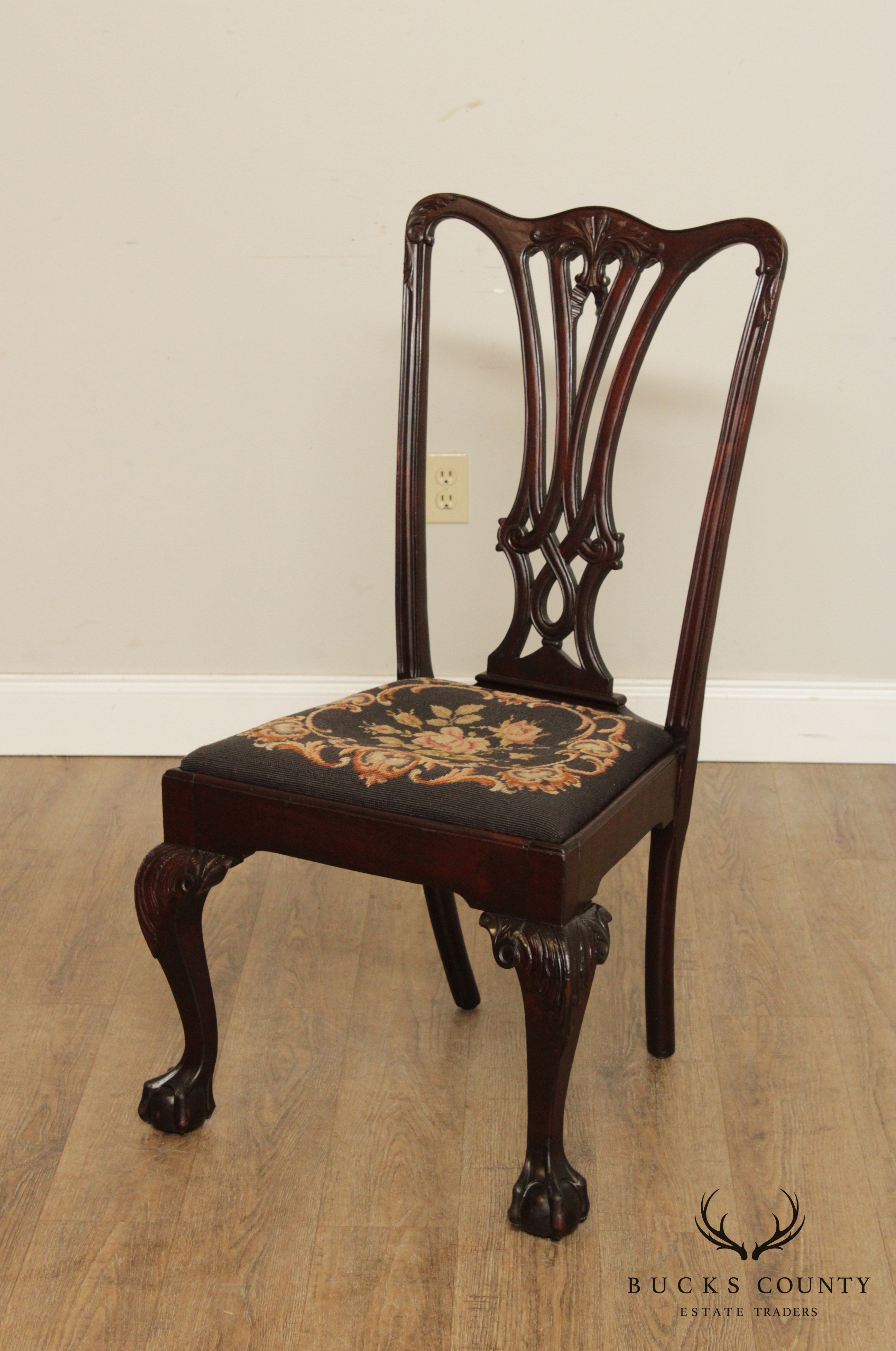 Chippendale Style Antique Mahogany Ball & Claw Side Chair