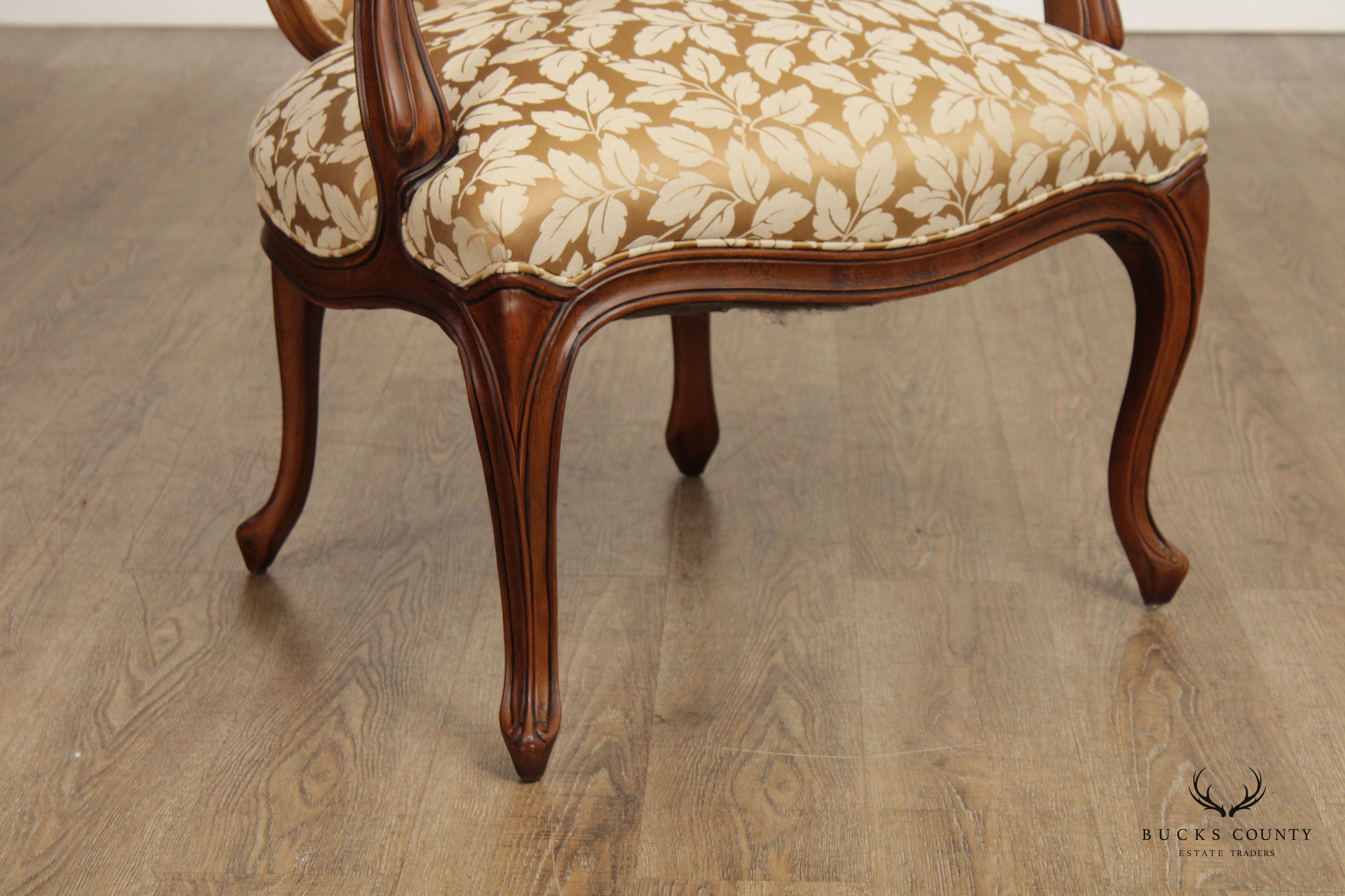 Hickory Chair French Louis XV Style Pair of Fauteuil Armchairs