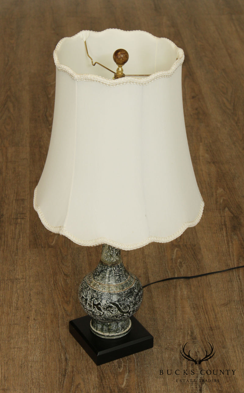 Asian Style Marble Table Lamp with Shade