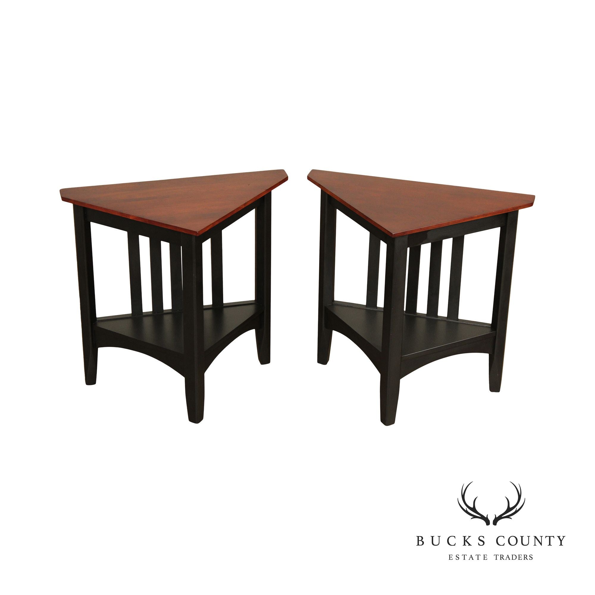 Ethan Allen 'American Impressions' Pair of Cherry Corner Tables