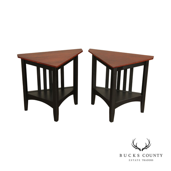 Ethan Allen 'American Impressions' Pair of Cherry Corner Tables