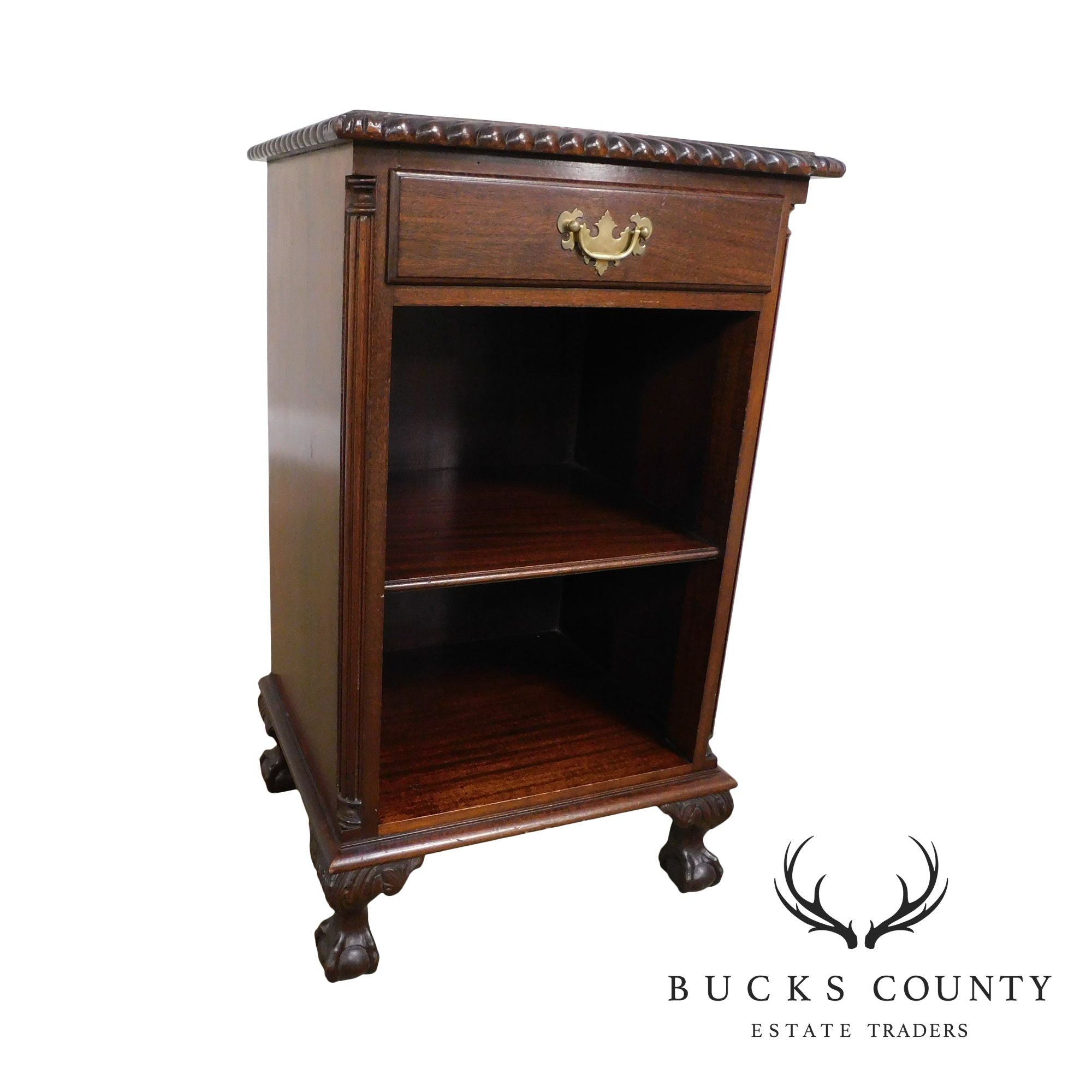 Chippendale Style Custom Mahogany Ball and Claw One Drawer Nightstand