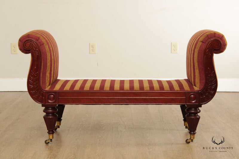 William IV Style Carved Mahogany Window Bench