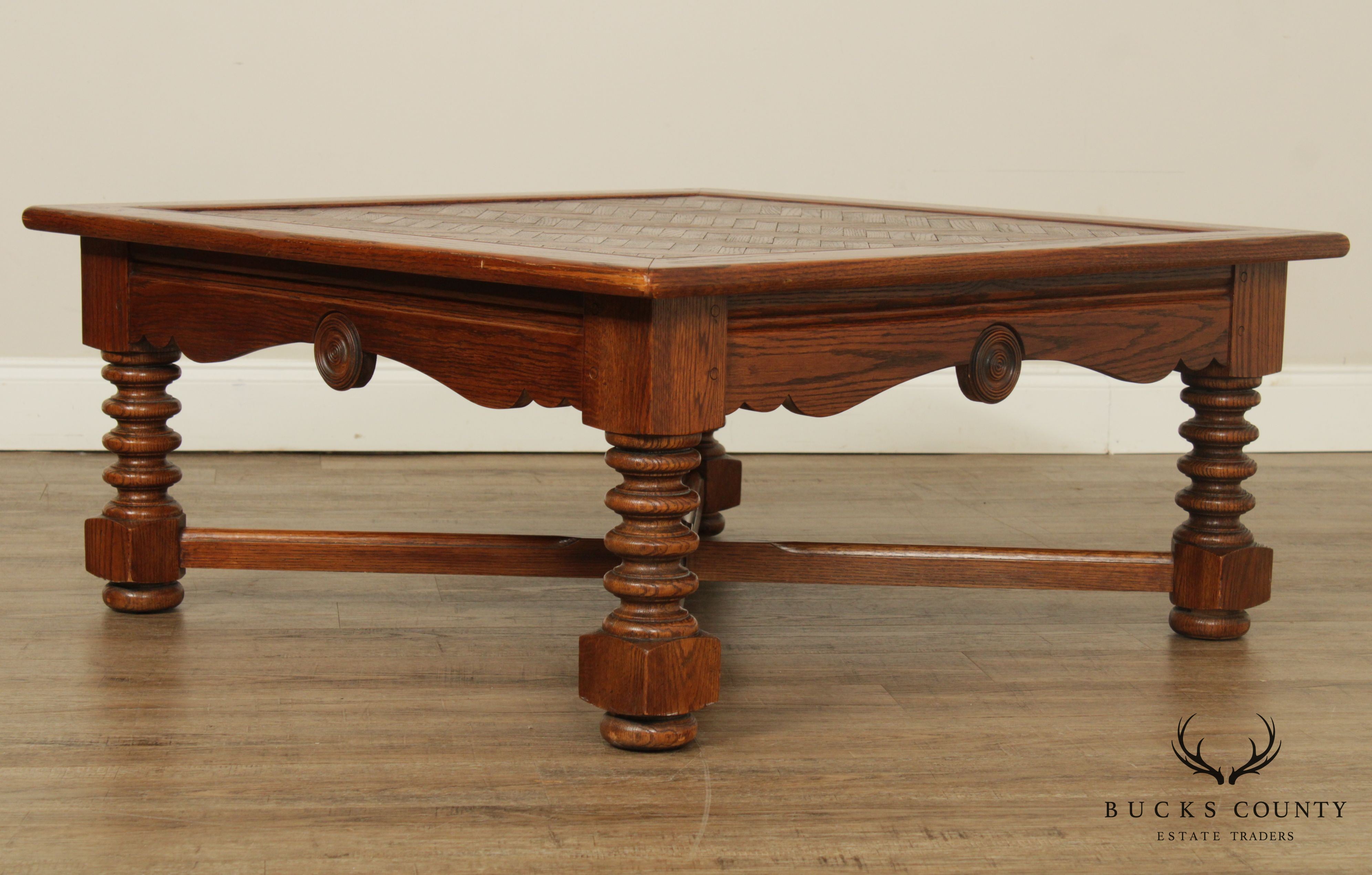 Hekman Vintage Square Oak Parquet Top Coffee Table