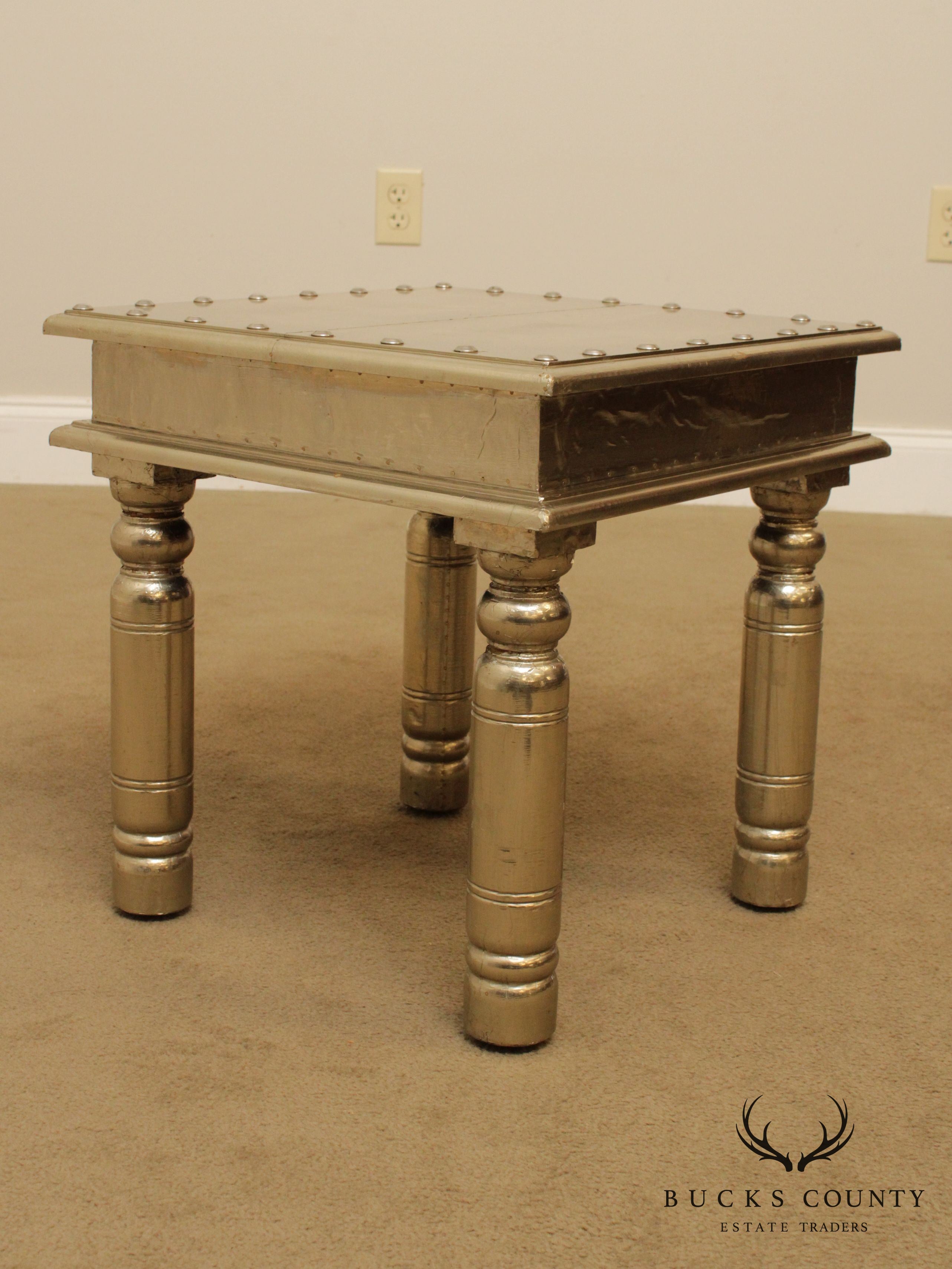 Square Silver Foil Wrapped Side Table