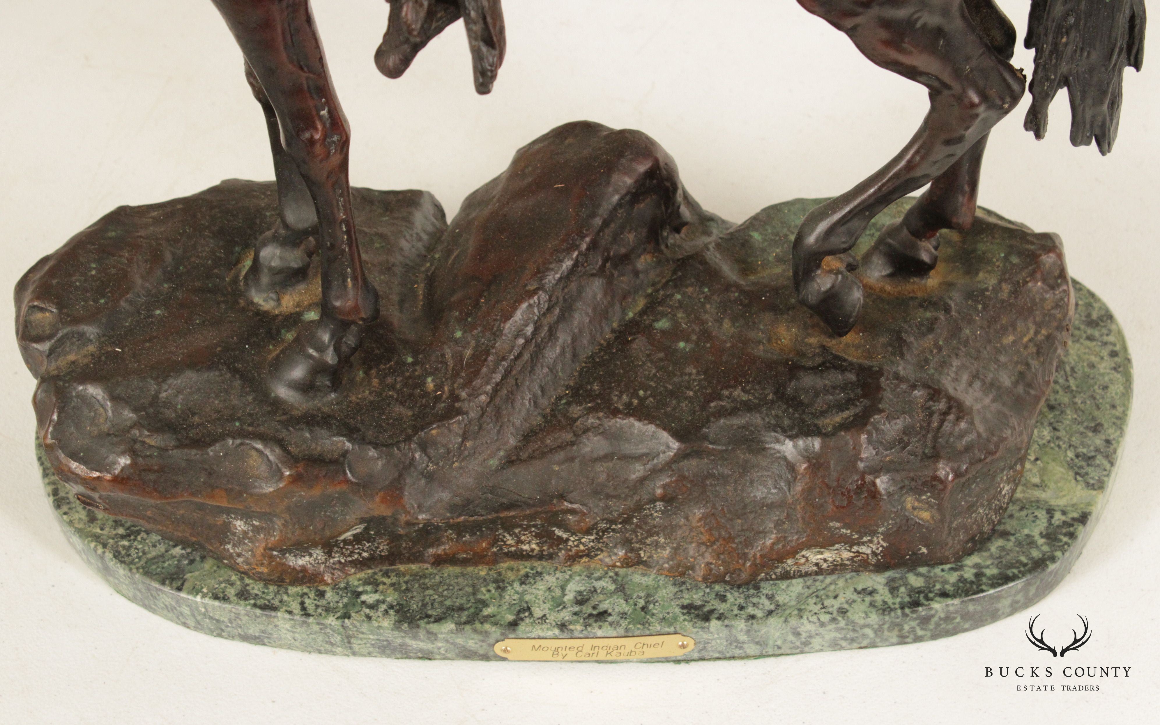 Carl Kauba 'Mounted Indian Chief' Bronze, Sculpture