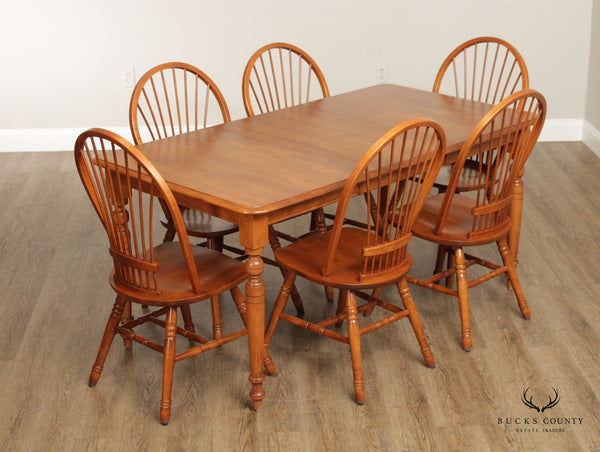 Farmhouse Style Seven Piece Maple Dining Set By Bermex