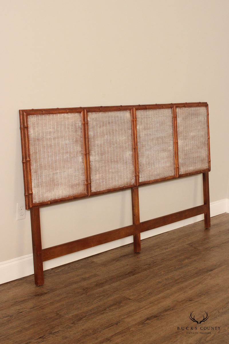 Mid Century Modern Faux Bamboo and Wicker King Size Headboard