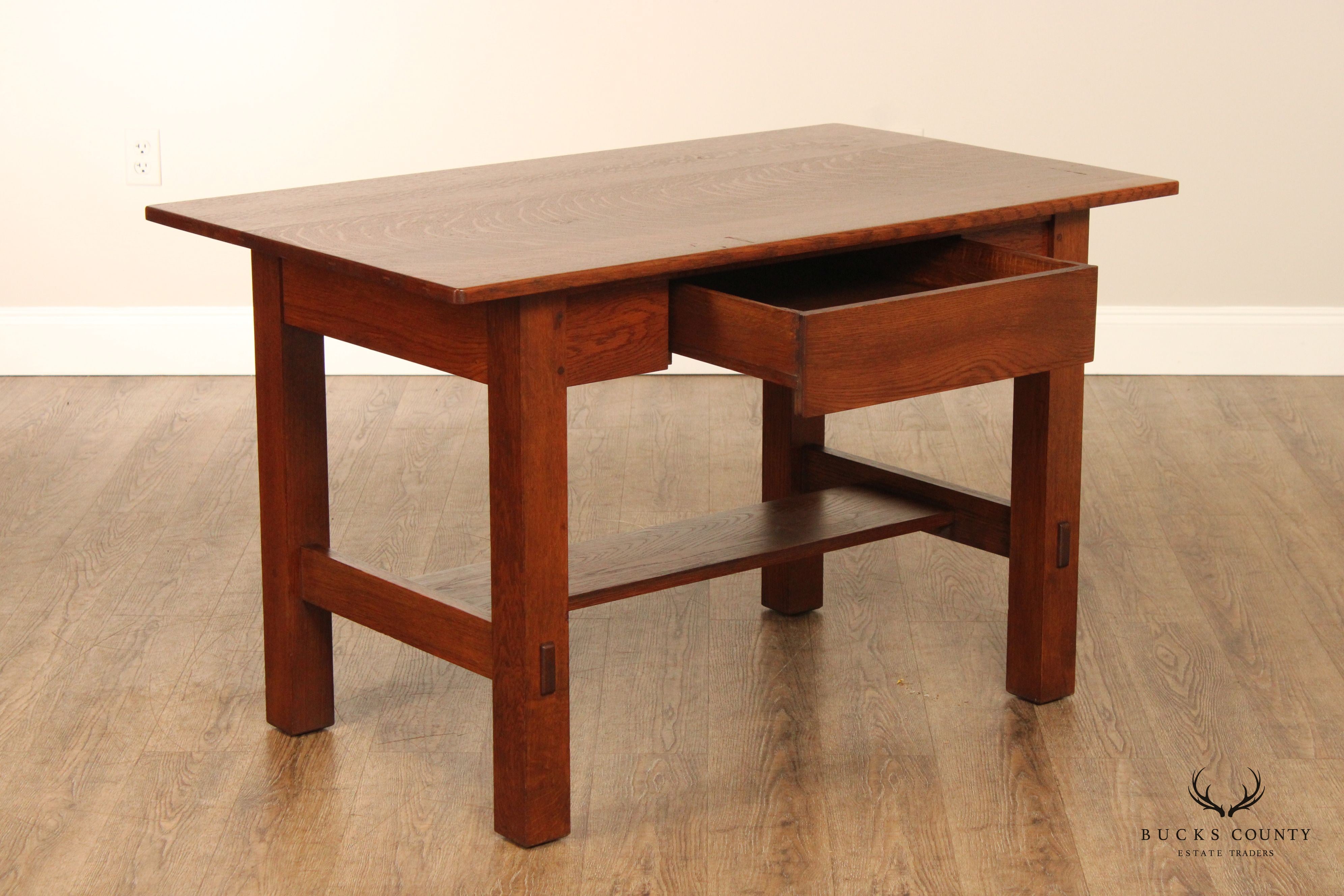 Limbert Mission Oak Library Table or Writing Desk