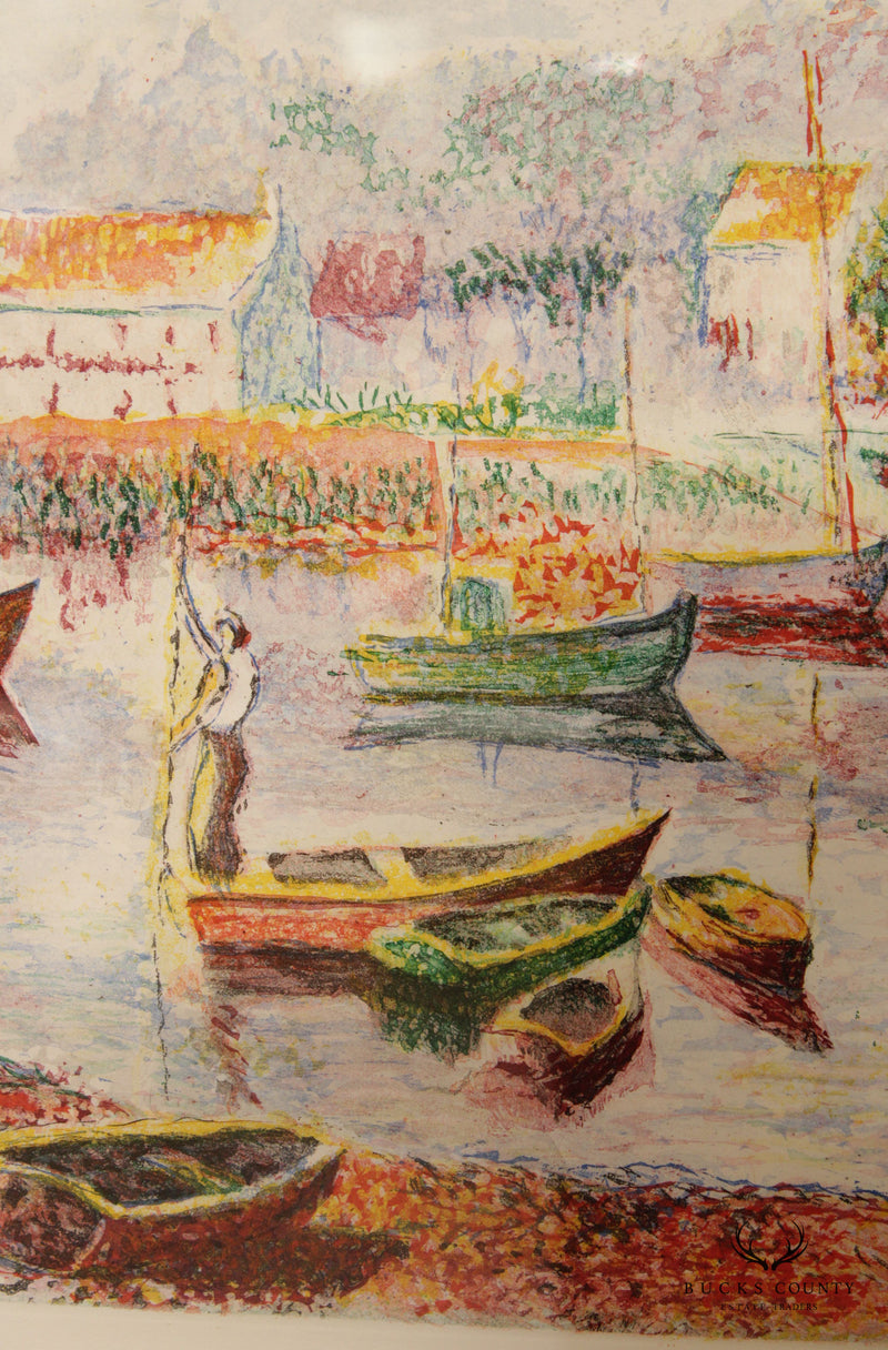 French 'L'Embarcadère' Color Aquatint by Hugues Claude Pissarro