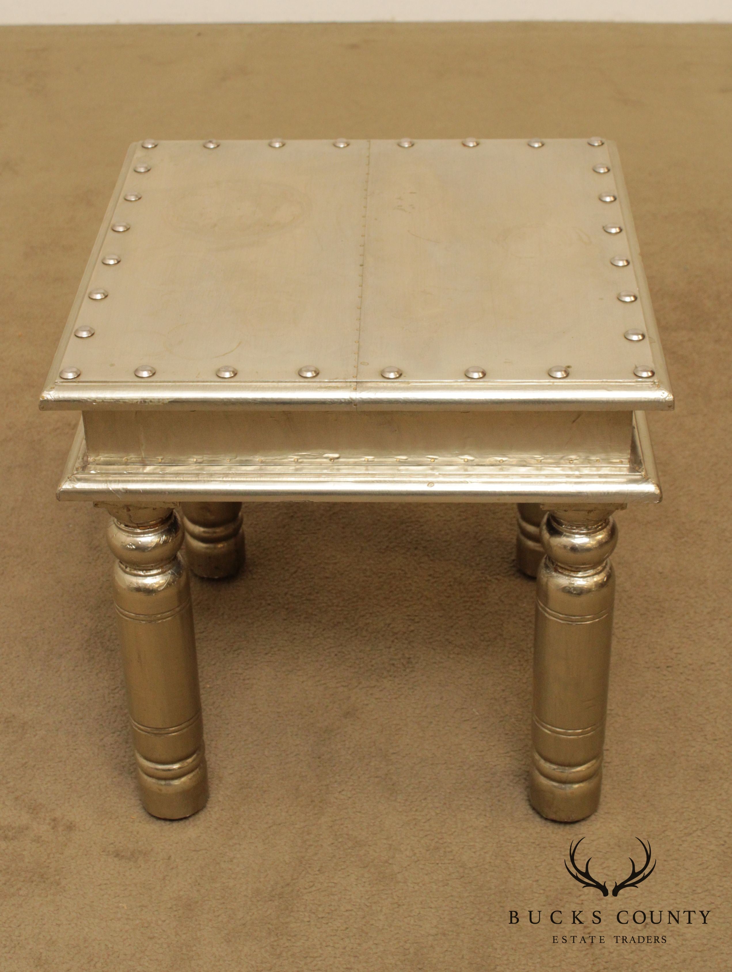 Square Silver Foil Wrapped Side Table