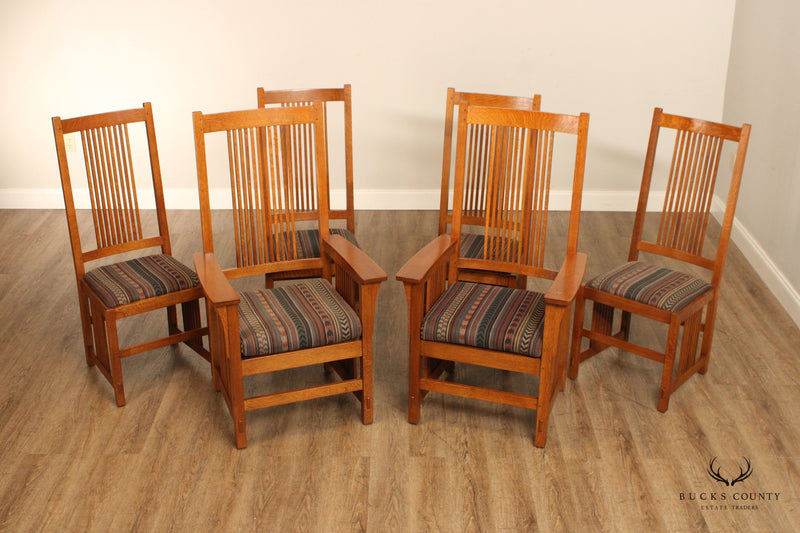 Stickley Mission Collection Set of Six Oak Spindle Dining Chairs