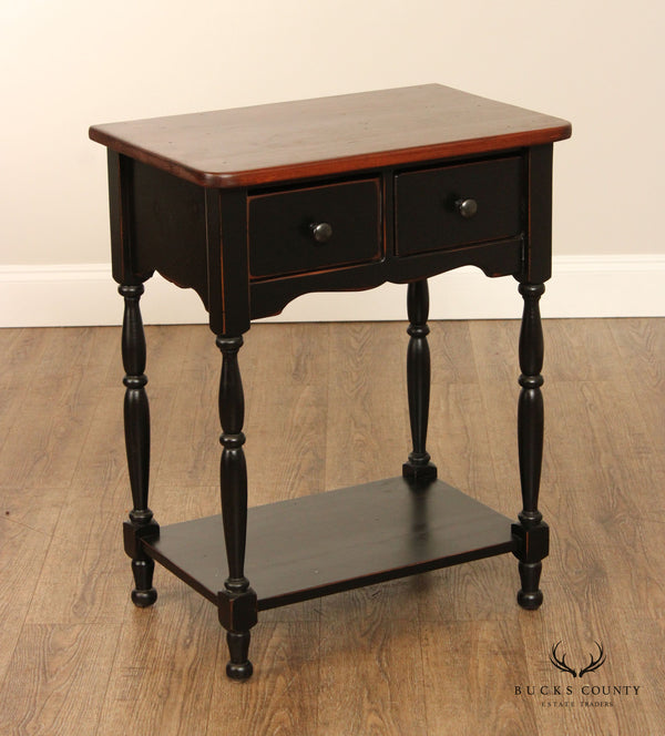 Farmhouse Style Distress Painted Two-Tier Nightstand End Table