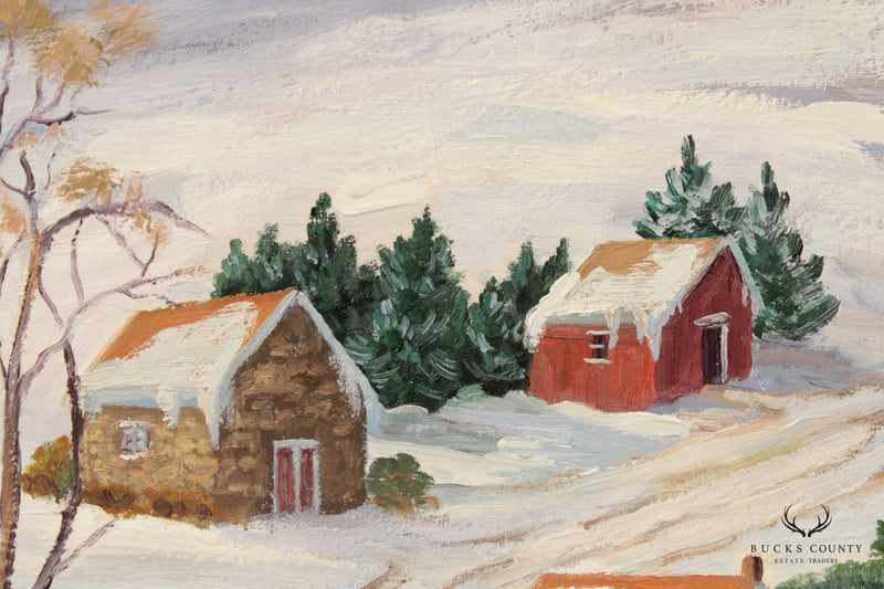 Ann Yost Whitesell 'Road to the Barn' Winter Landscape Original Oil Painting