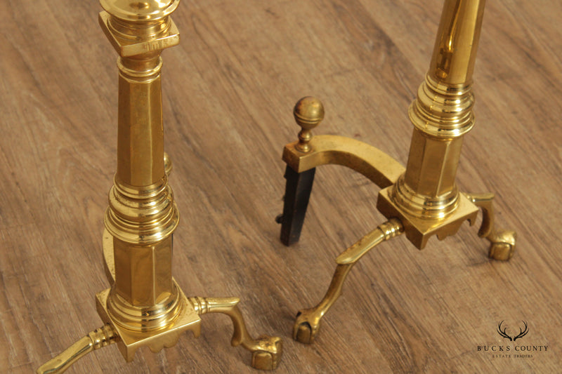 The Harvin Co. Pair of Brass Ball and Claw Foot Andirons – Bucks County  Estate Traders