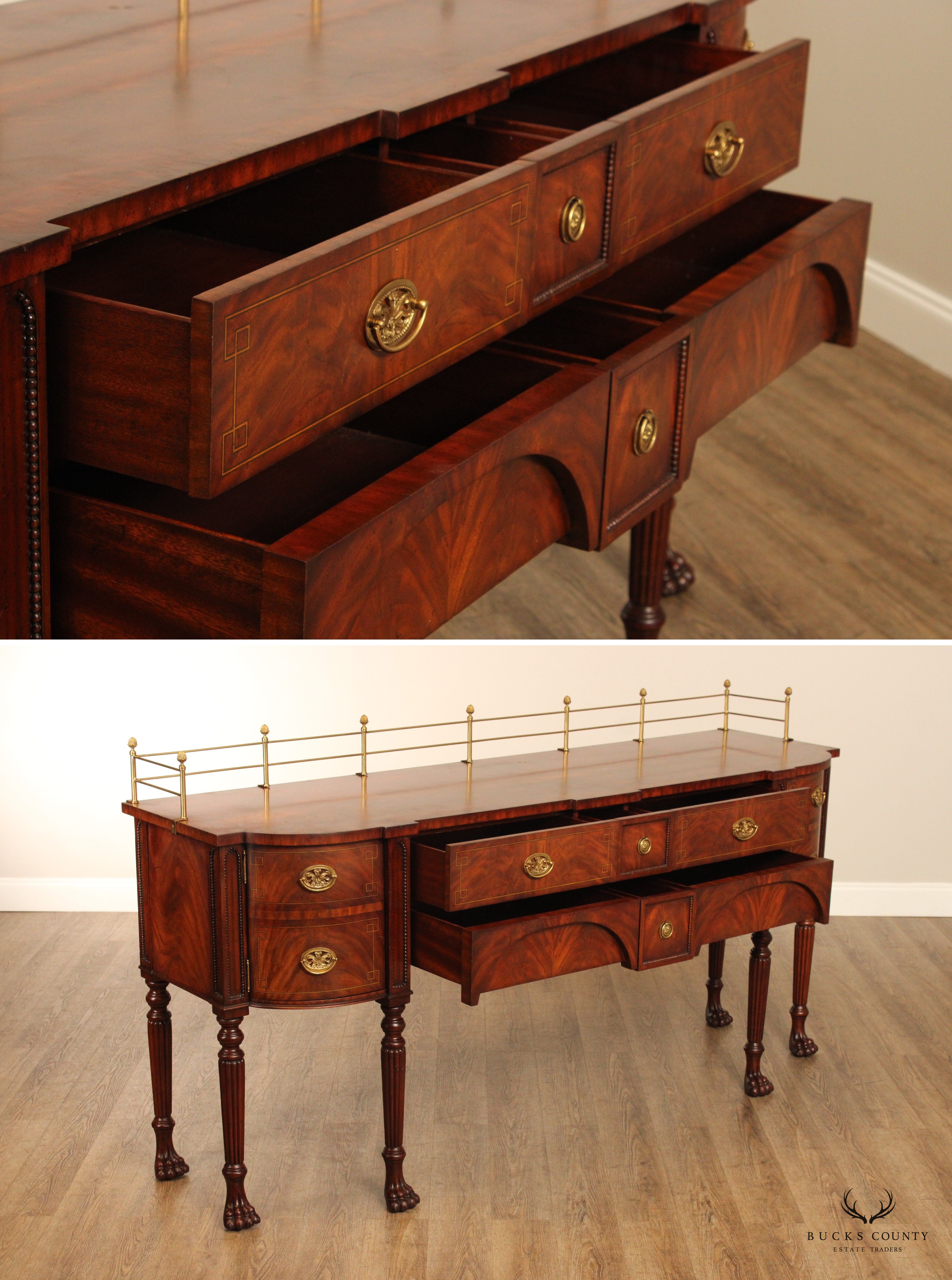 Maitland Smith English Regency Style Mahogany Paw Foot Sideboard