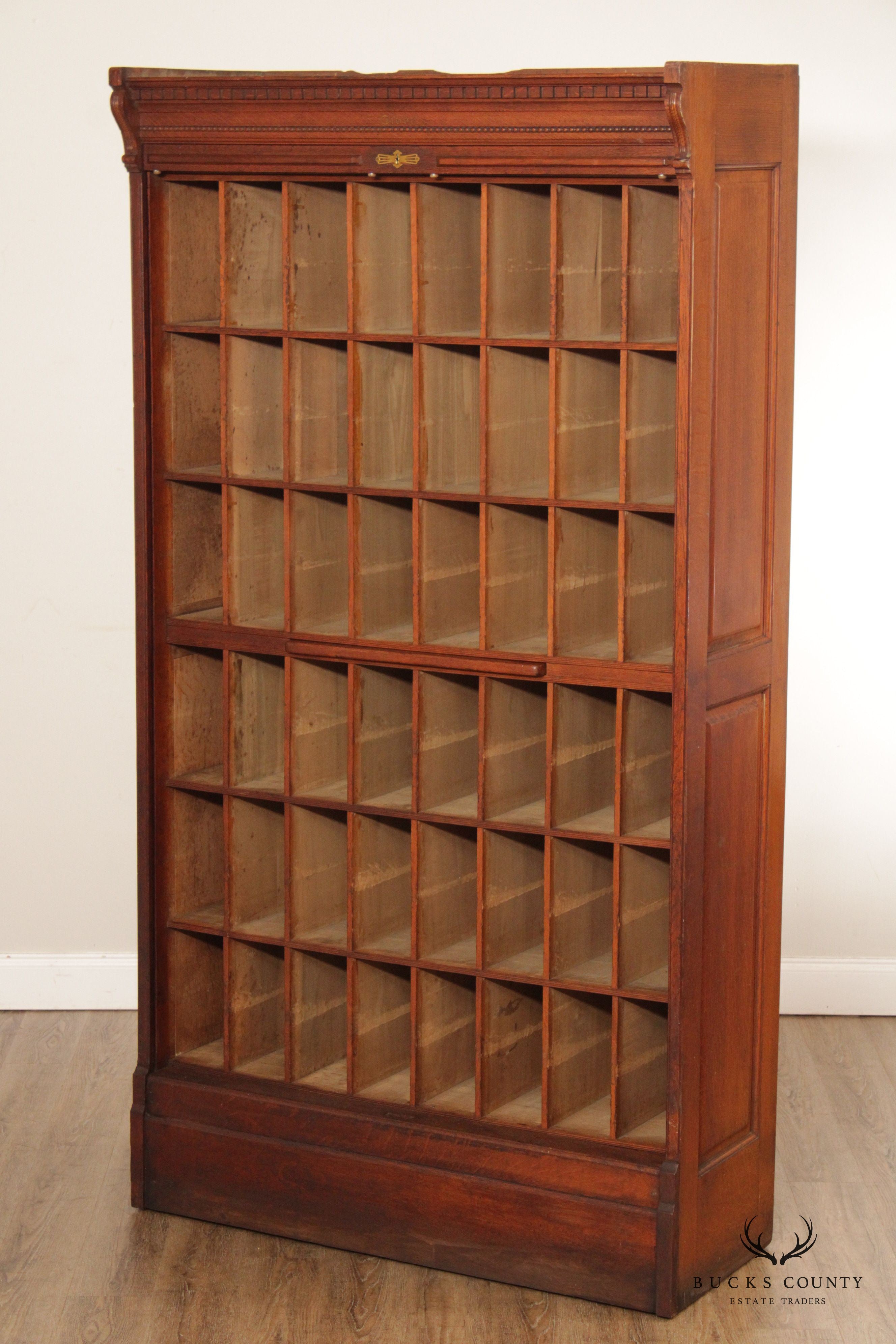 Globe Antique Oak Roll-Top Apothecary or Post Office File Cabinet