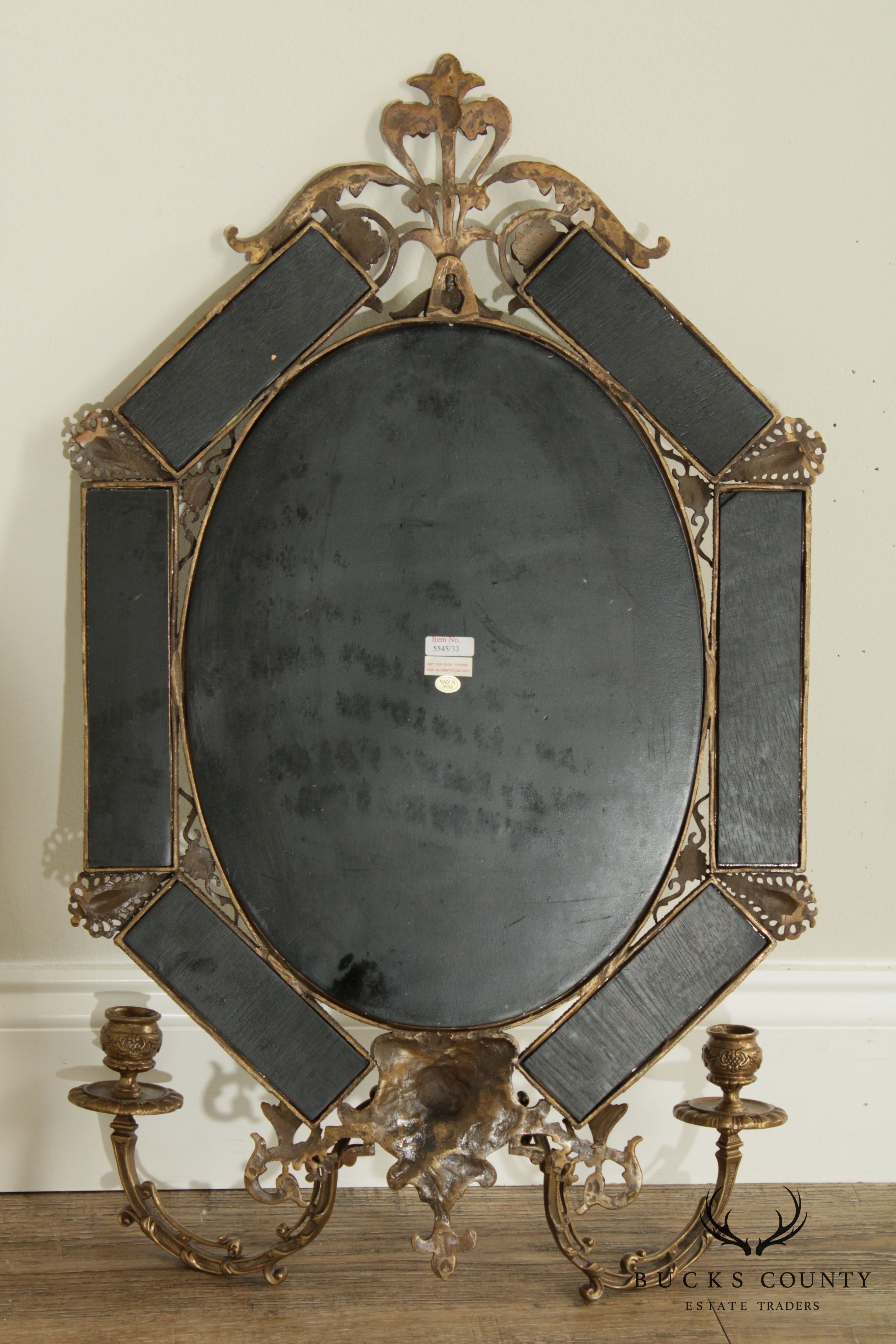 Quality Brass Renaissance Style Girandole Mirror