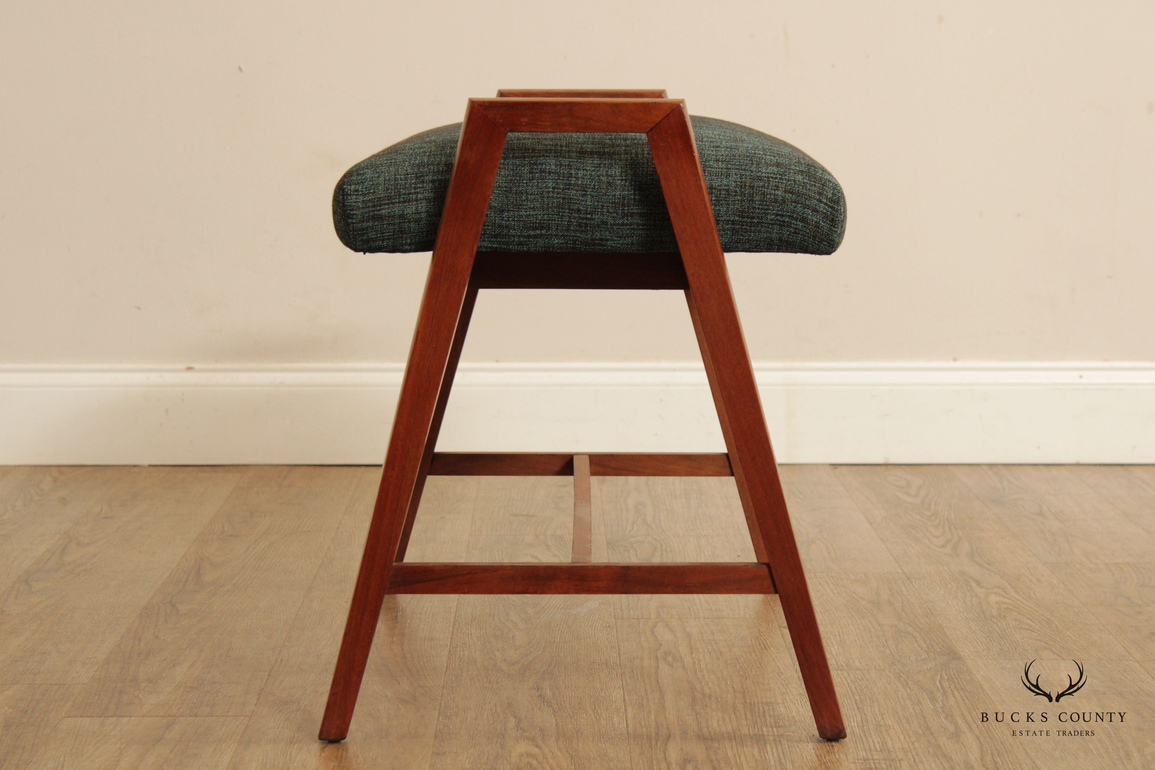 Killeen Mid Century Modern Walnut Vanity Bench