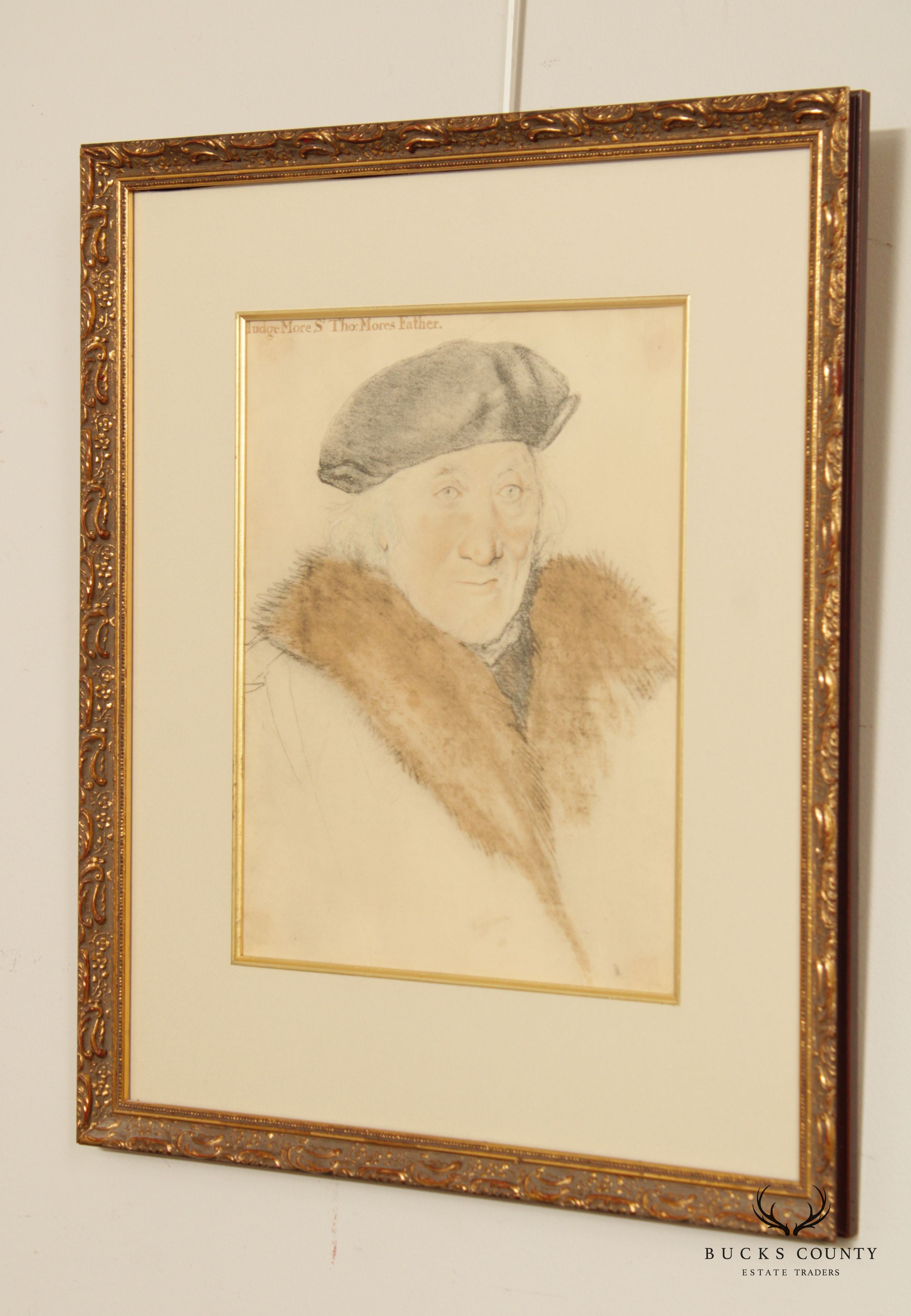 English Portrait Judge John More, Father of Sir Thomas More Art Reproduction Print, Custom Framed