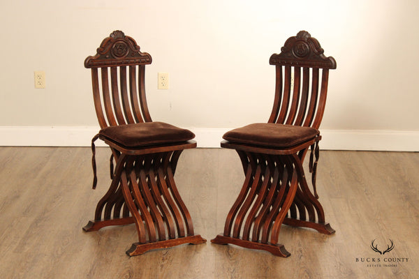 Italian Renaissance Revival Style Savonarola Side Chairs