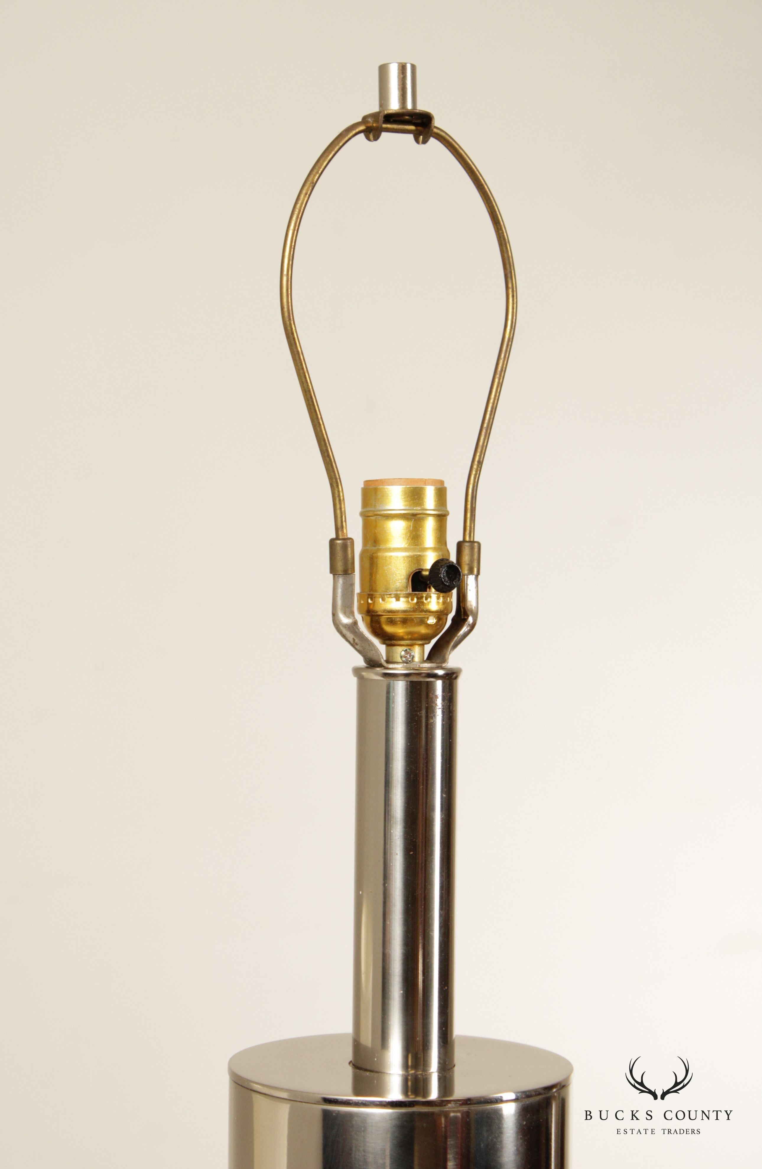 Mid Century Modern Chrome Cylinder Table Lamp