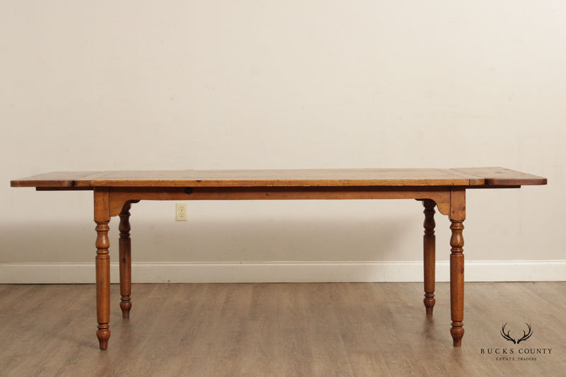 Farmhouse Style Rustic Pine Extendable Dining Table Bucks County Estate Traders