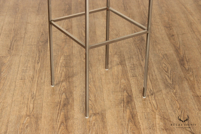Contemporary Industrial Style Set of Three Metal Frame Bar Stools