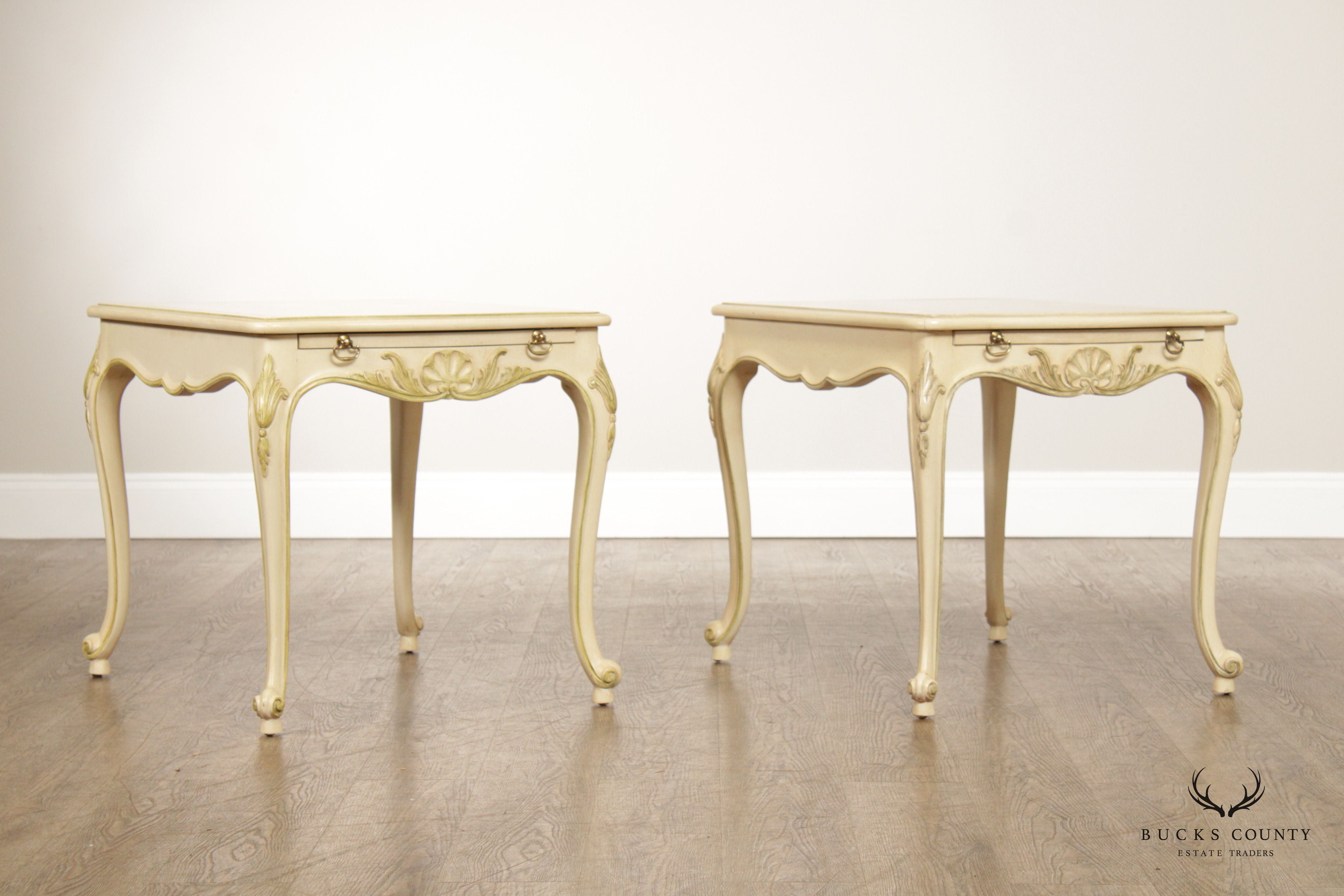 French Louis XV Style Vintage Painted End Tables