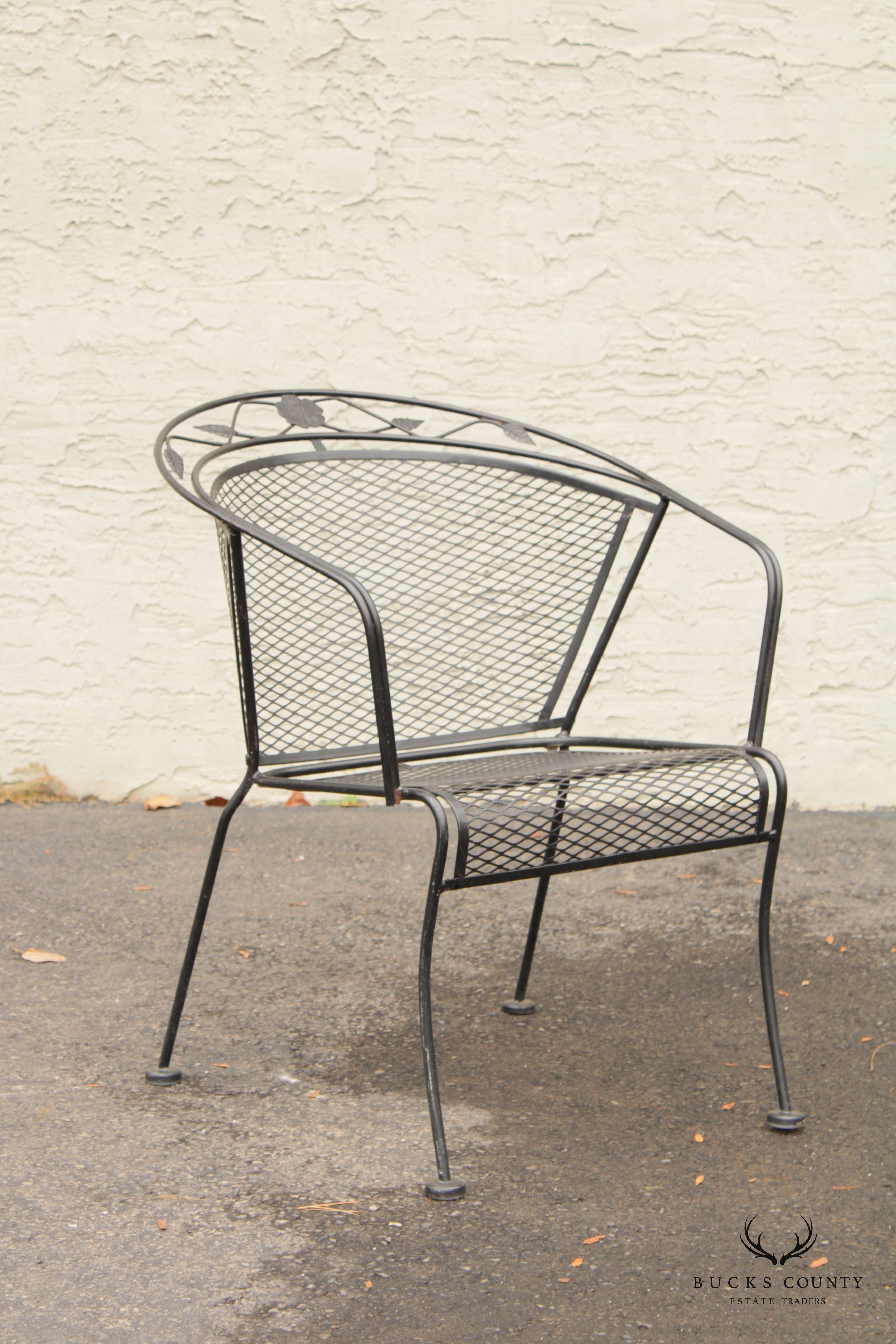 Mid Century Modern Five-Piece Wrought Iron Outdoor Dining or Bistro Set