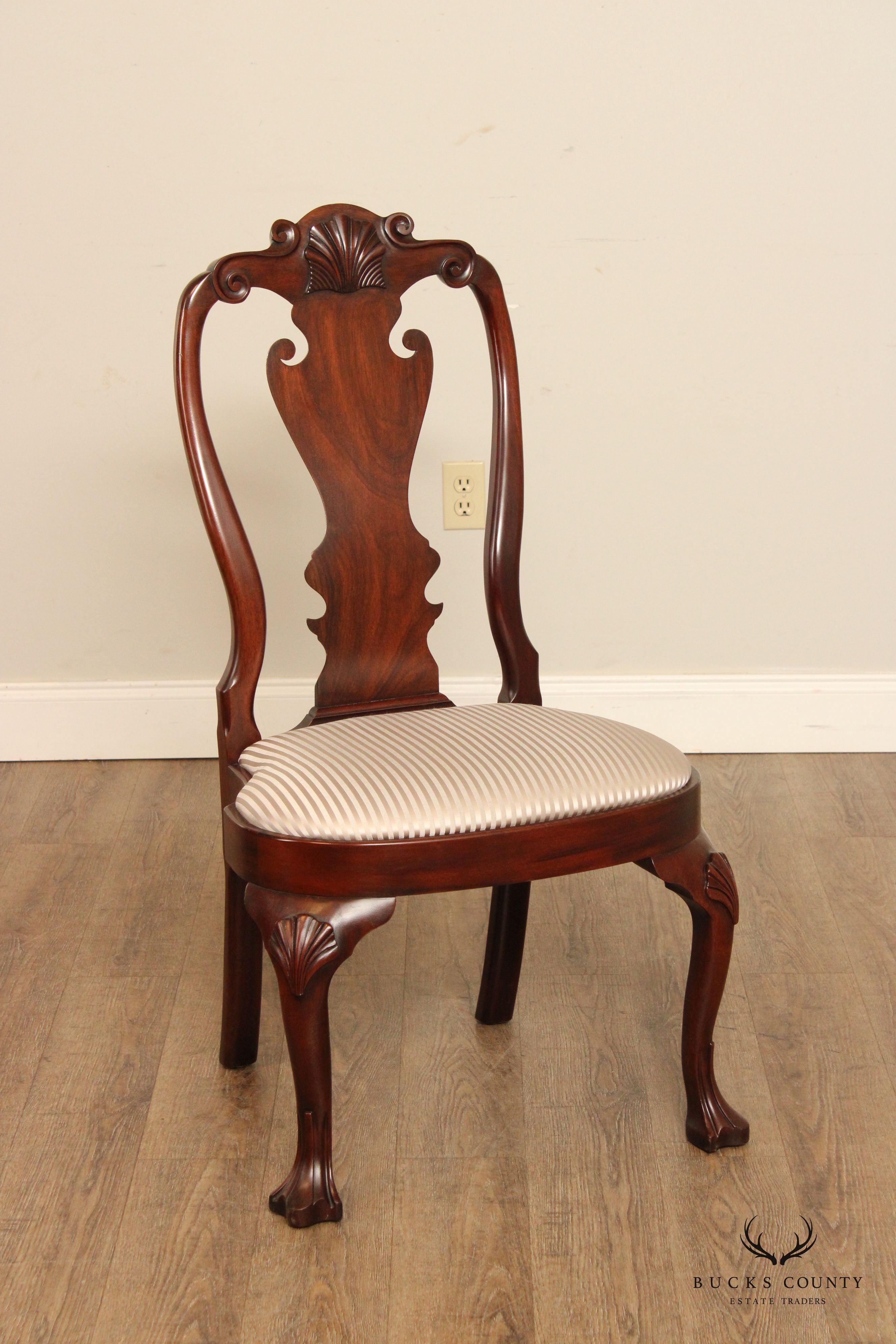 Henkel Harris Philadelphia Queen Anne Style Set Eight Mahogany Dining Chairs