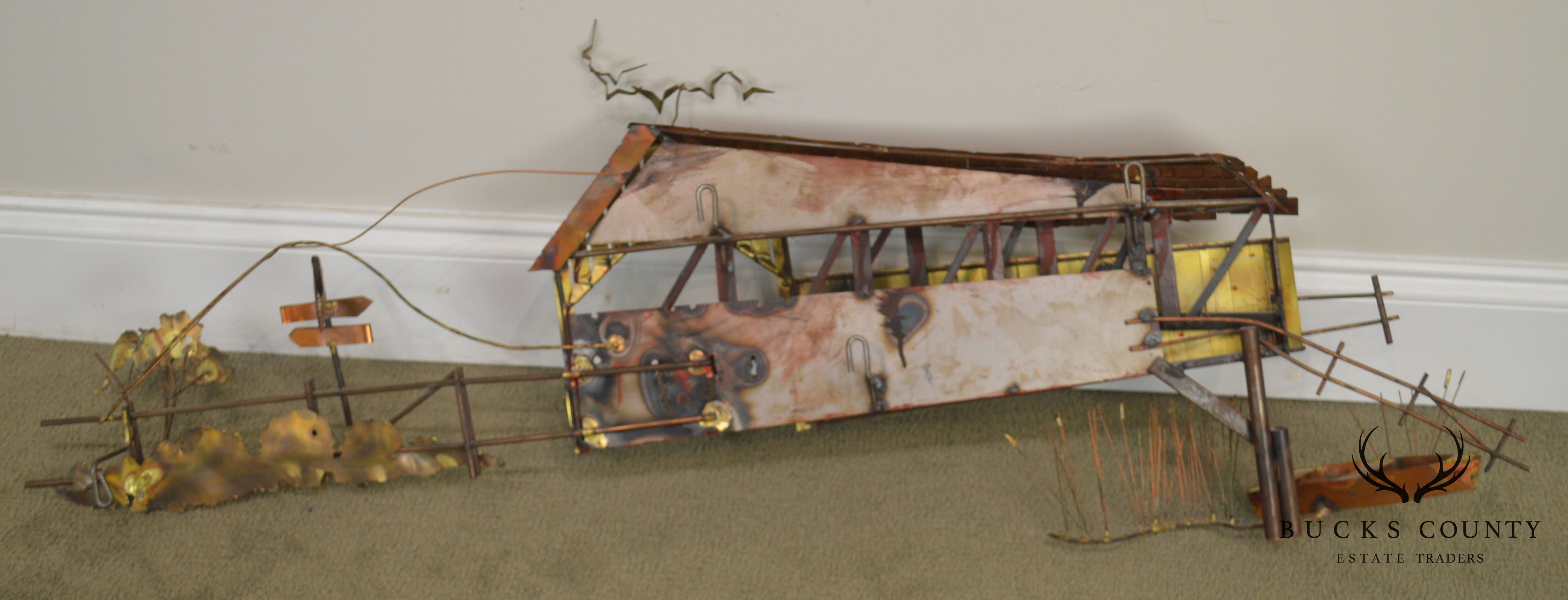 Curtis Jere Signed Covered Bridge Wall Sculpture