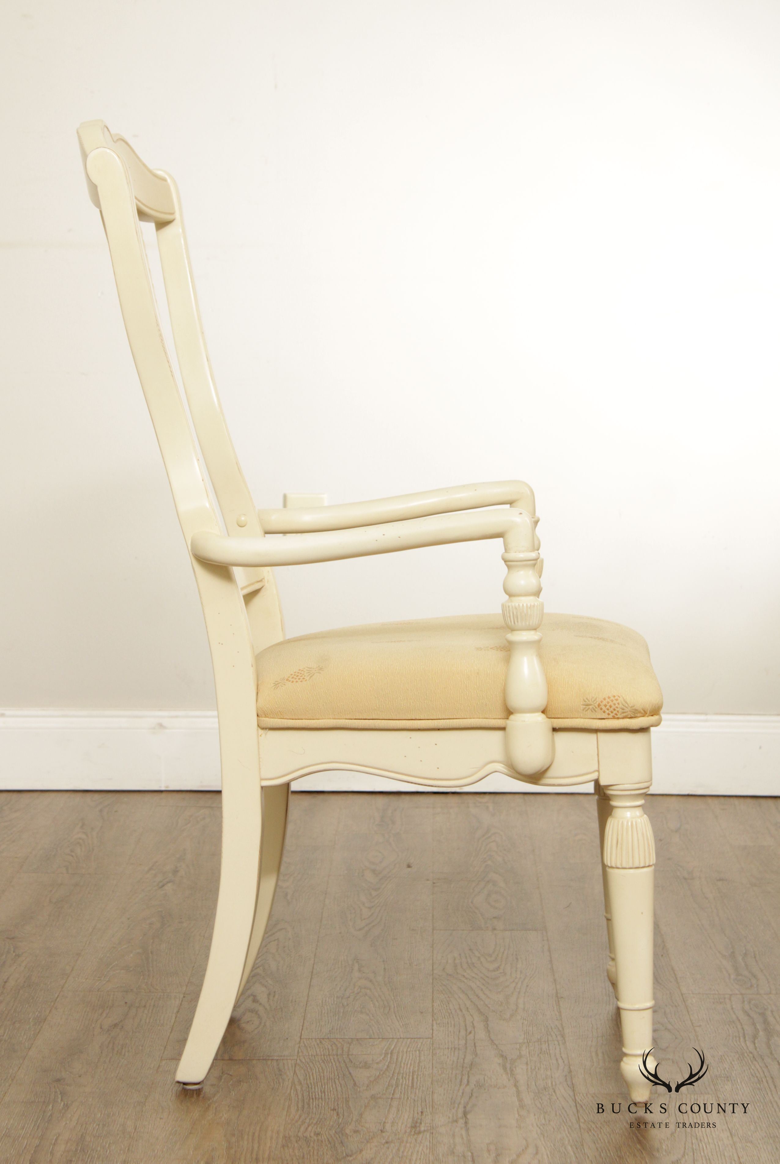 French Country Style Set 6 Painted Wheat Back Dining Chairs