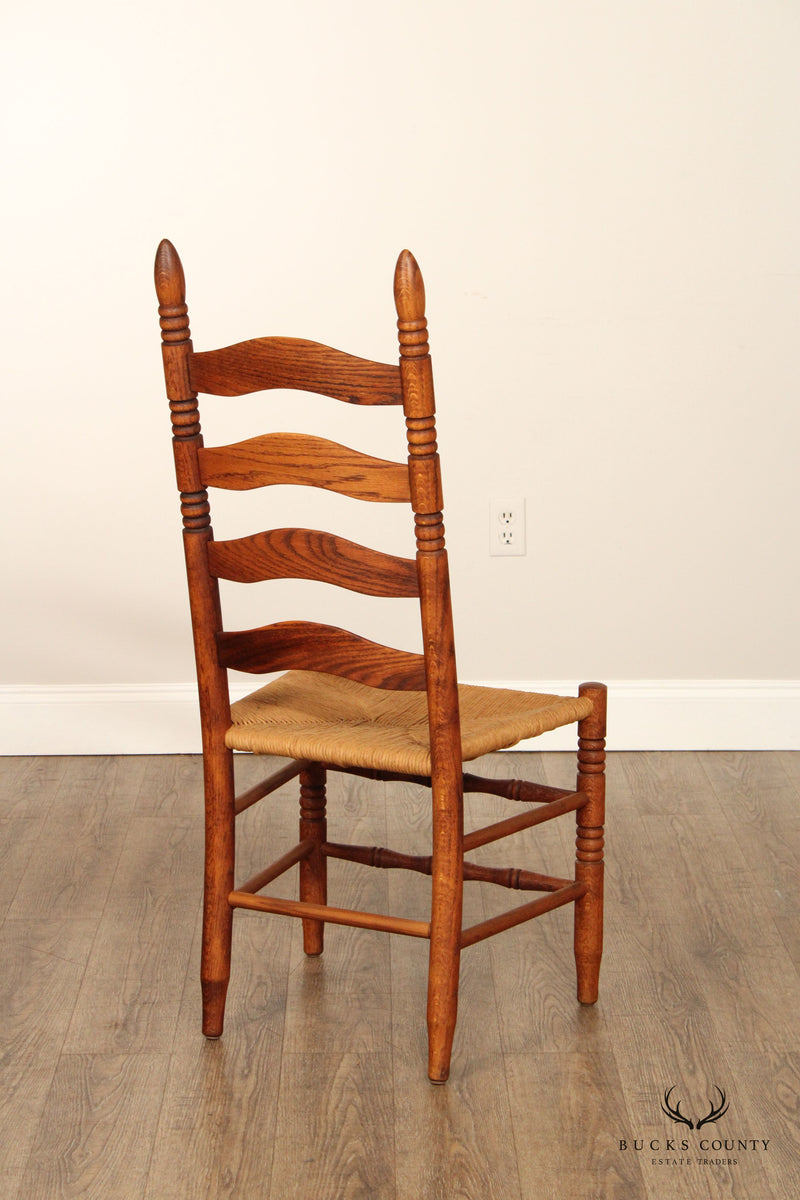 Vintage Country Farmhouse Style Set of 6 Oak Ladderback Dining Chairs