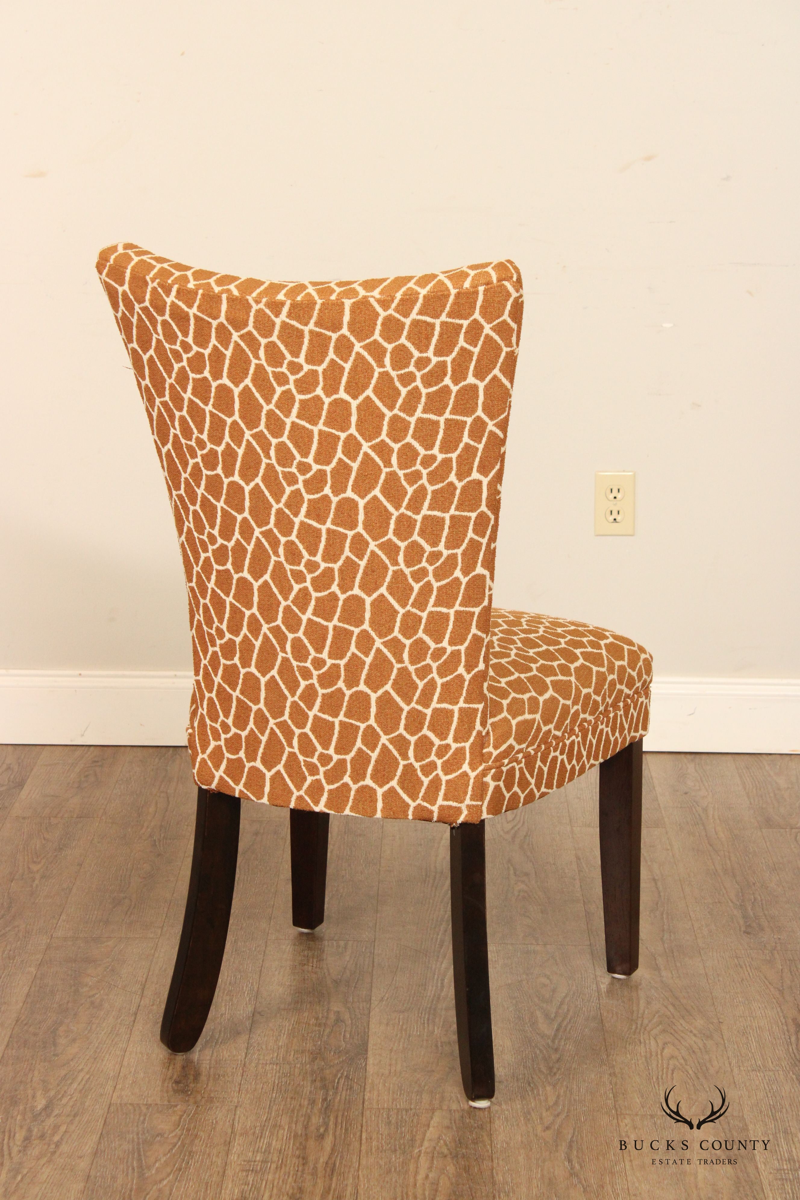 Transitional Style Pair Custom Upholstered Side Chairs