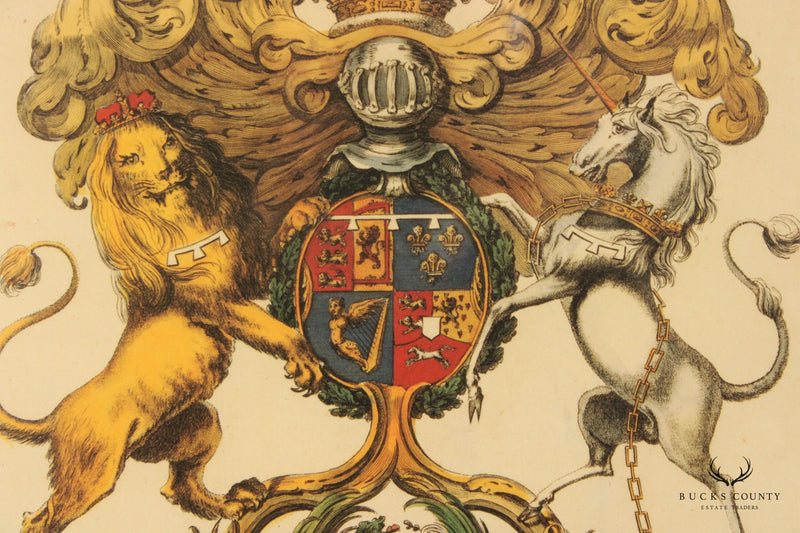 Bombay Company Pair English Coat of Arms Prints, Custom Framed