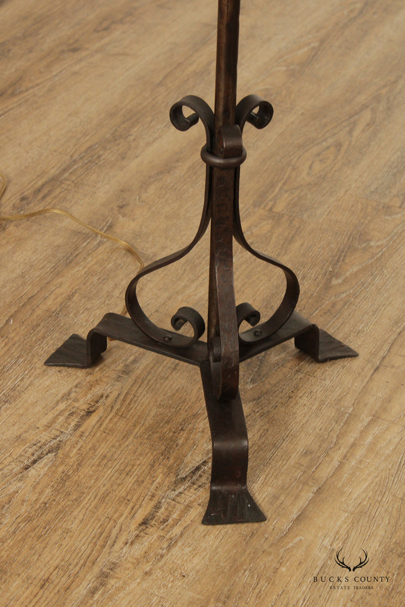 Gothic Style Wrought Iron Torchiere Floor Lamp