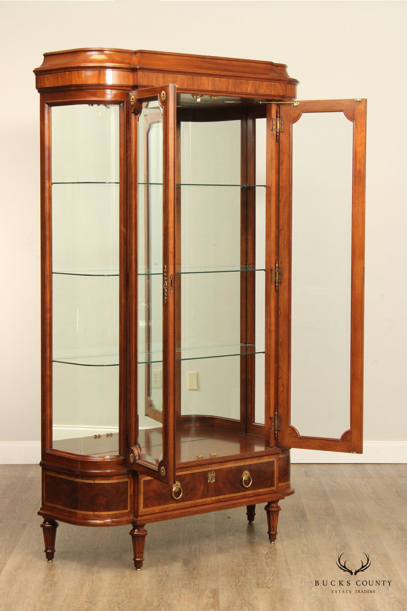 Karges Louis XVI Style Walnut and Glass Curio Display Cabinet