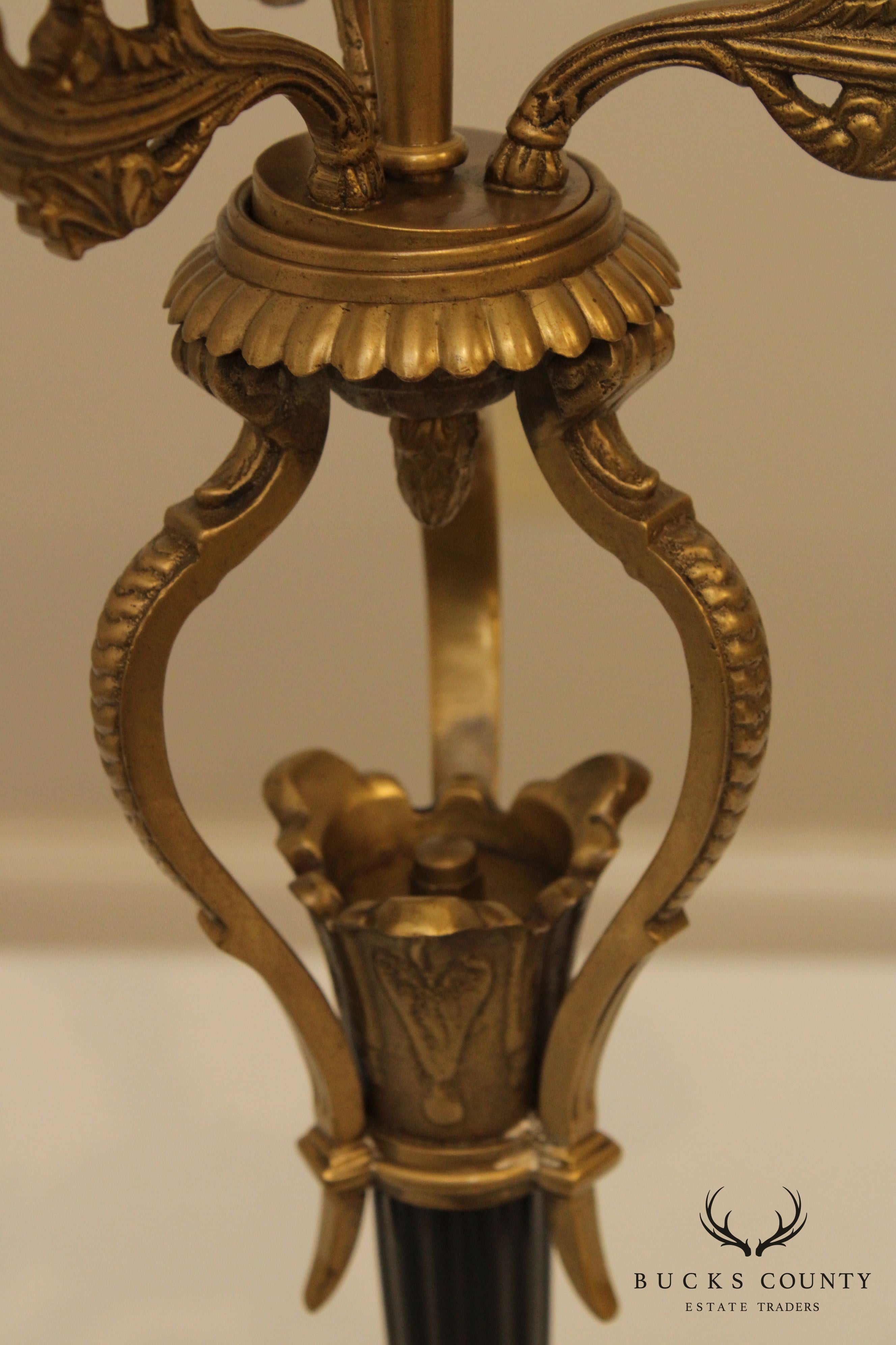 French Empire Style Pair Bronze Candelabra