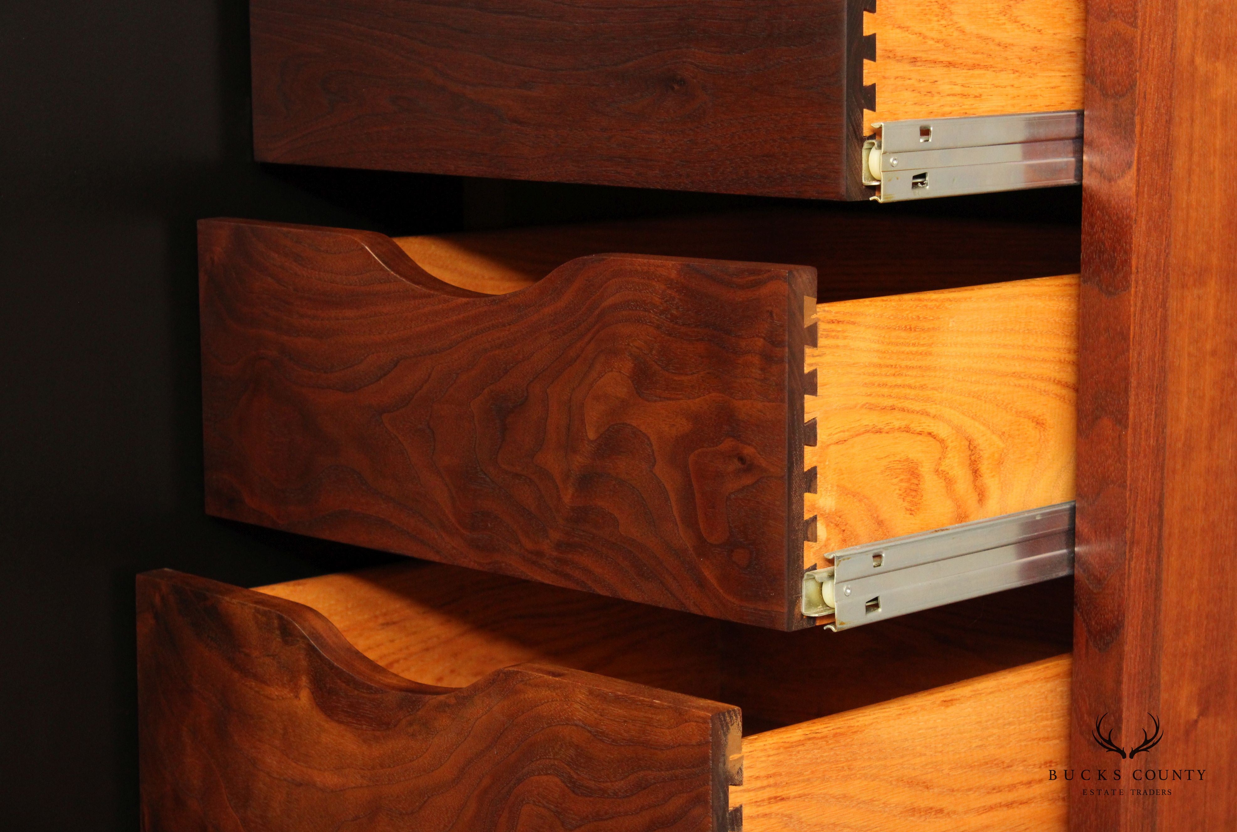 Mid Century Modern Walnut Pair of Cabinet Top Chests