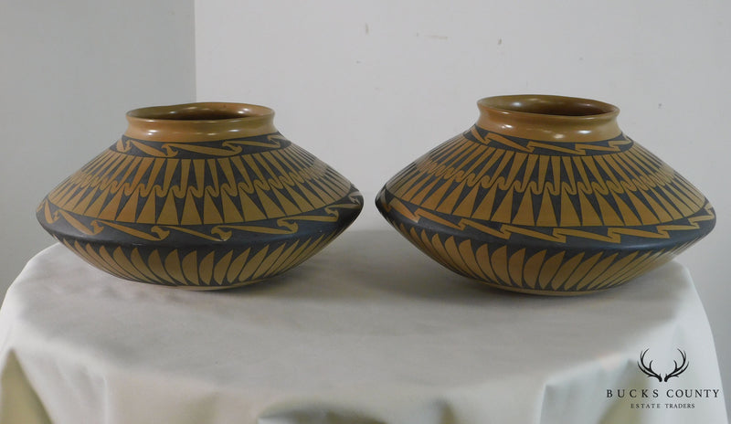 Gloria Hernandez Pottery Southwestern Indian Mexican Pair Pillow Pot Vases