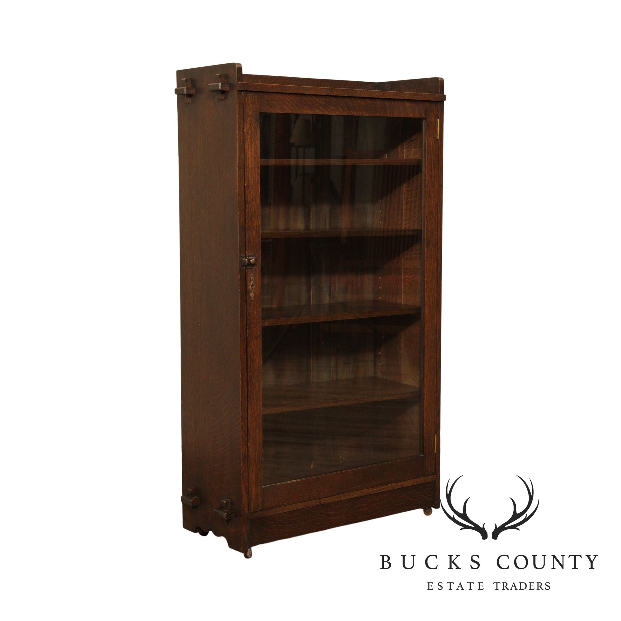 Antique Mission Oak Single Door Bookcase