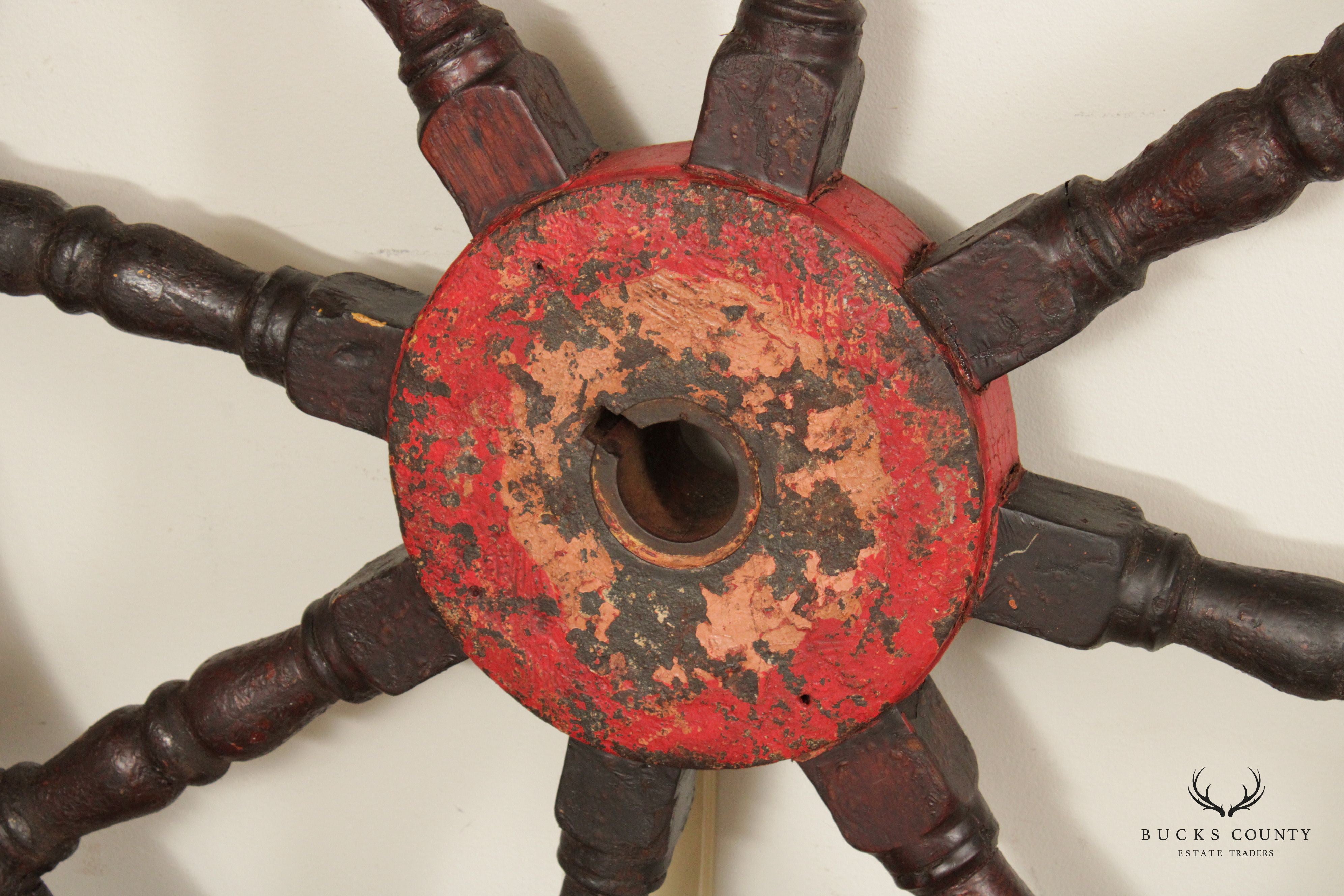 Antique Nautical 52 Inch Wooden Ships Wheel