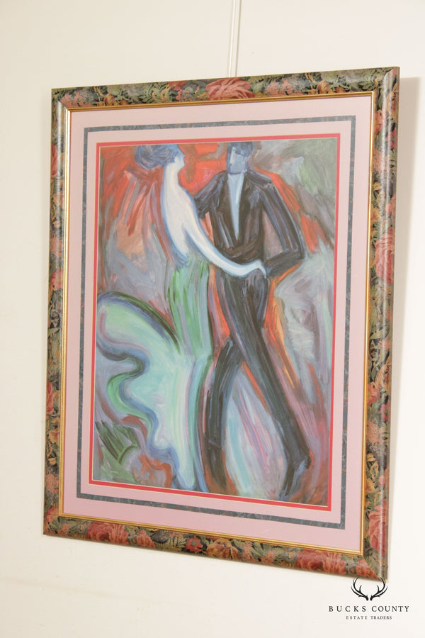 Barbara A. Wood 'Moonlight Tango' Original Print, Custom Framed
