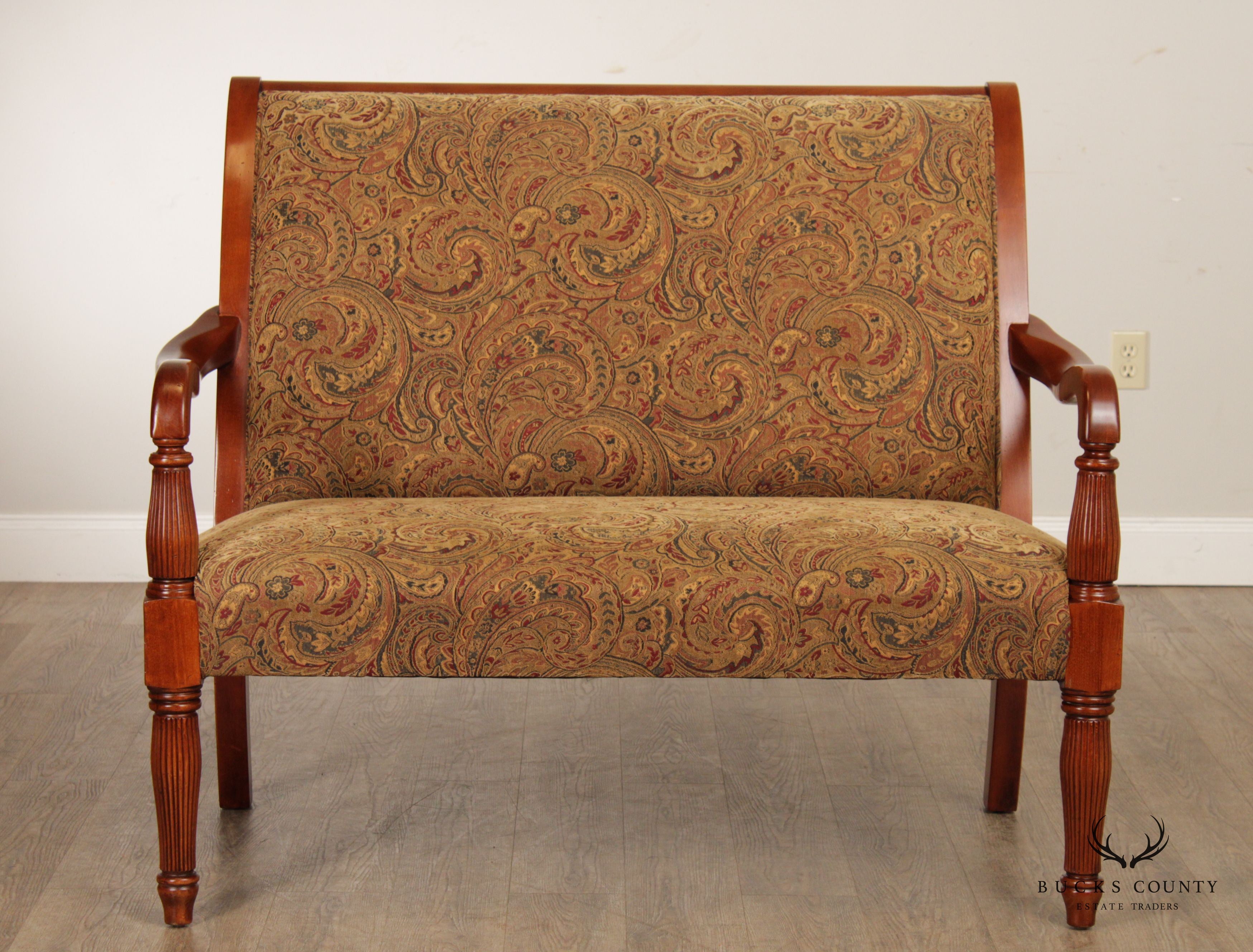 Fairfield Sheraton Style Paisley Upholstered Settee