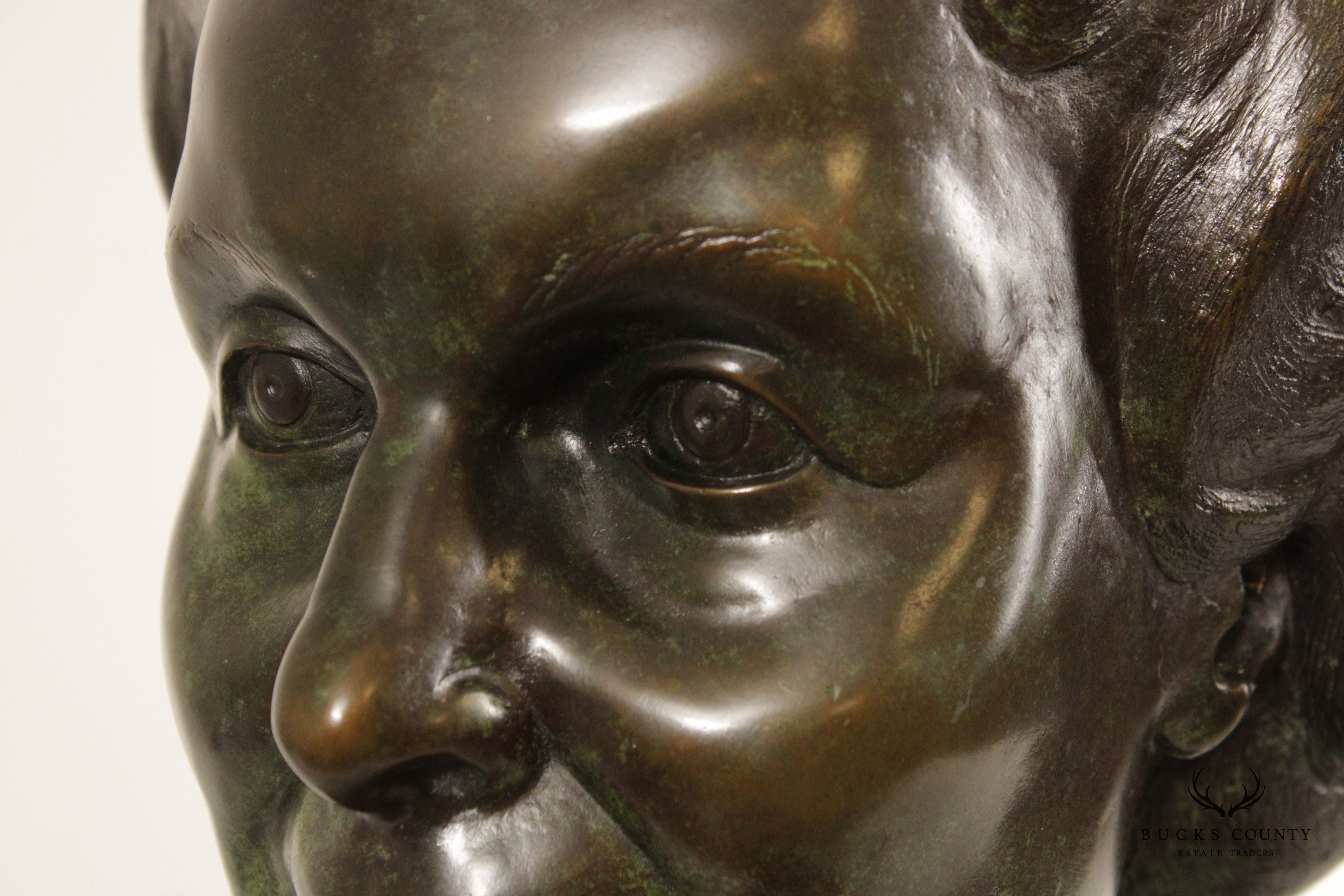 Vintage 1980s Bronze Female Bust by Cathy Hopkins