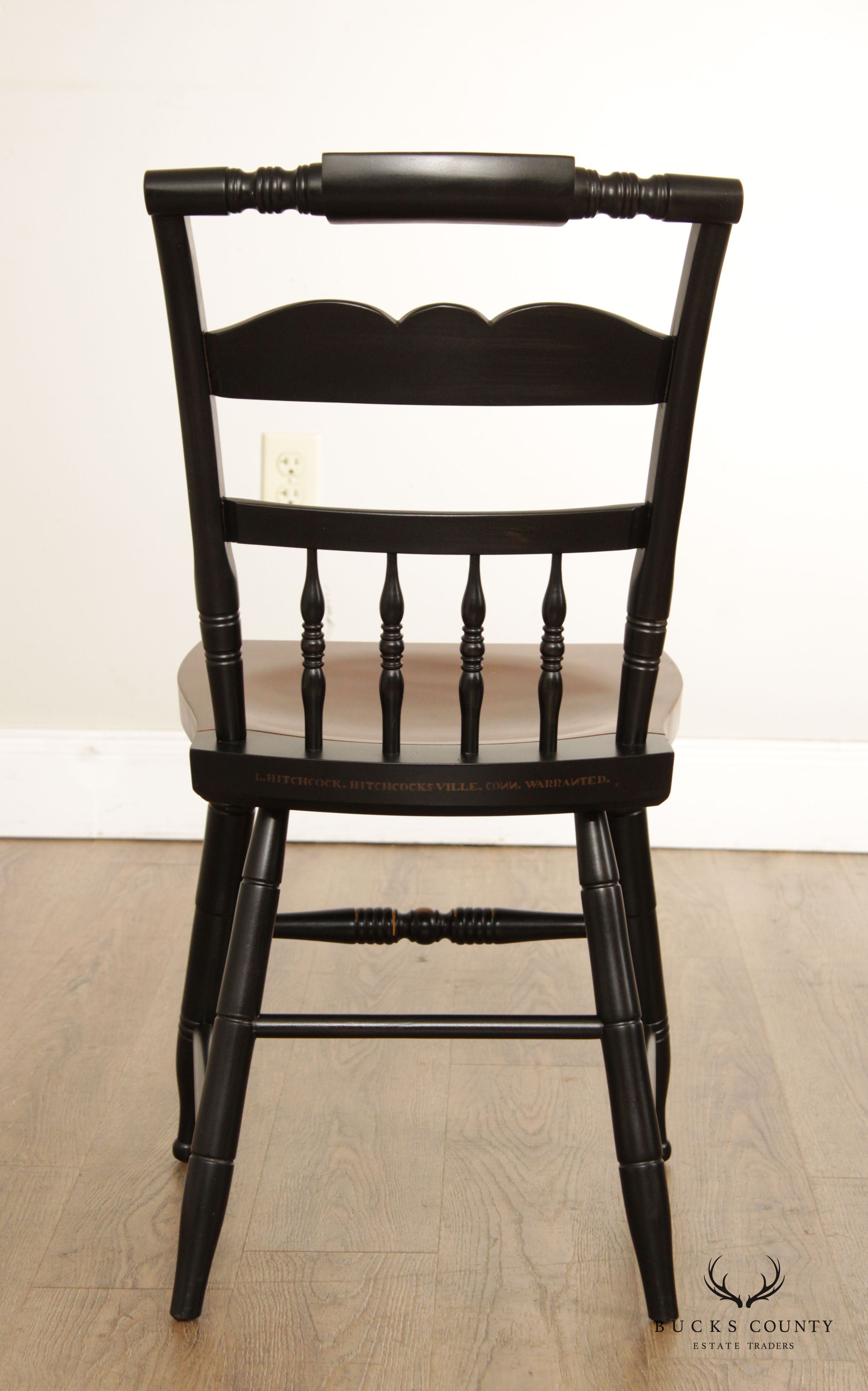 L. Hitchcock Vintage Black and Gold Painted Eagle Chair