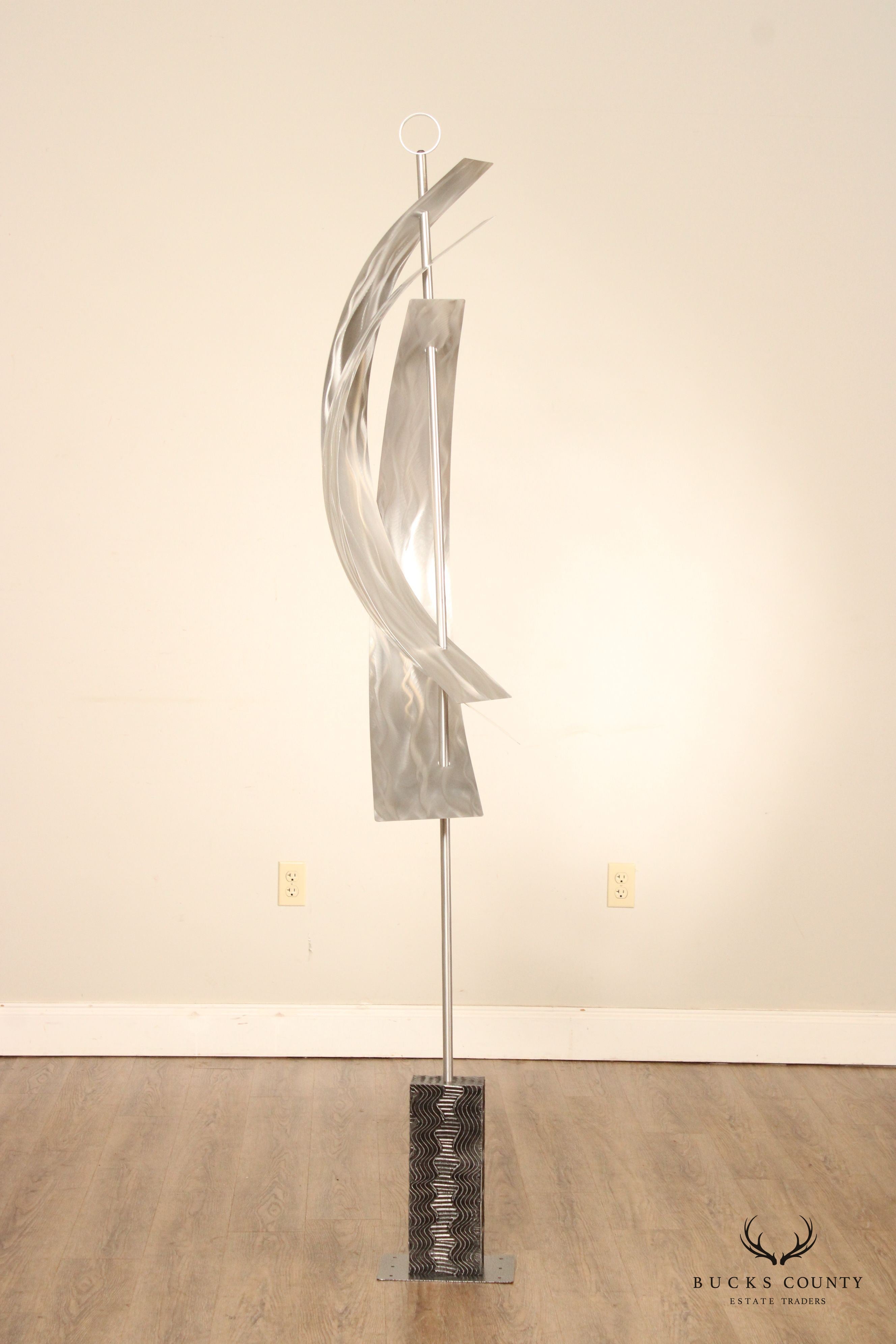 Contemporary Abstract Kinetic Metal Sail Large Sculpture