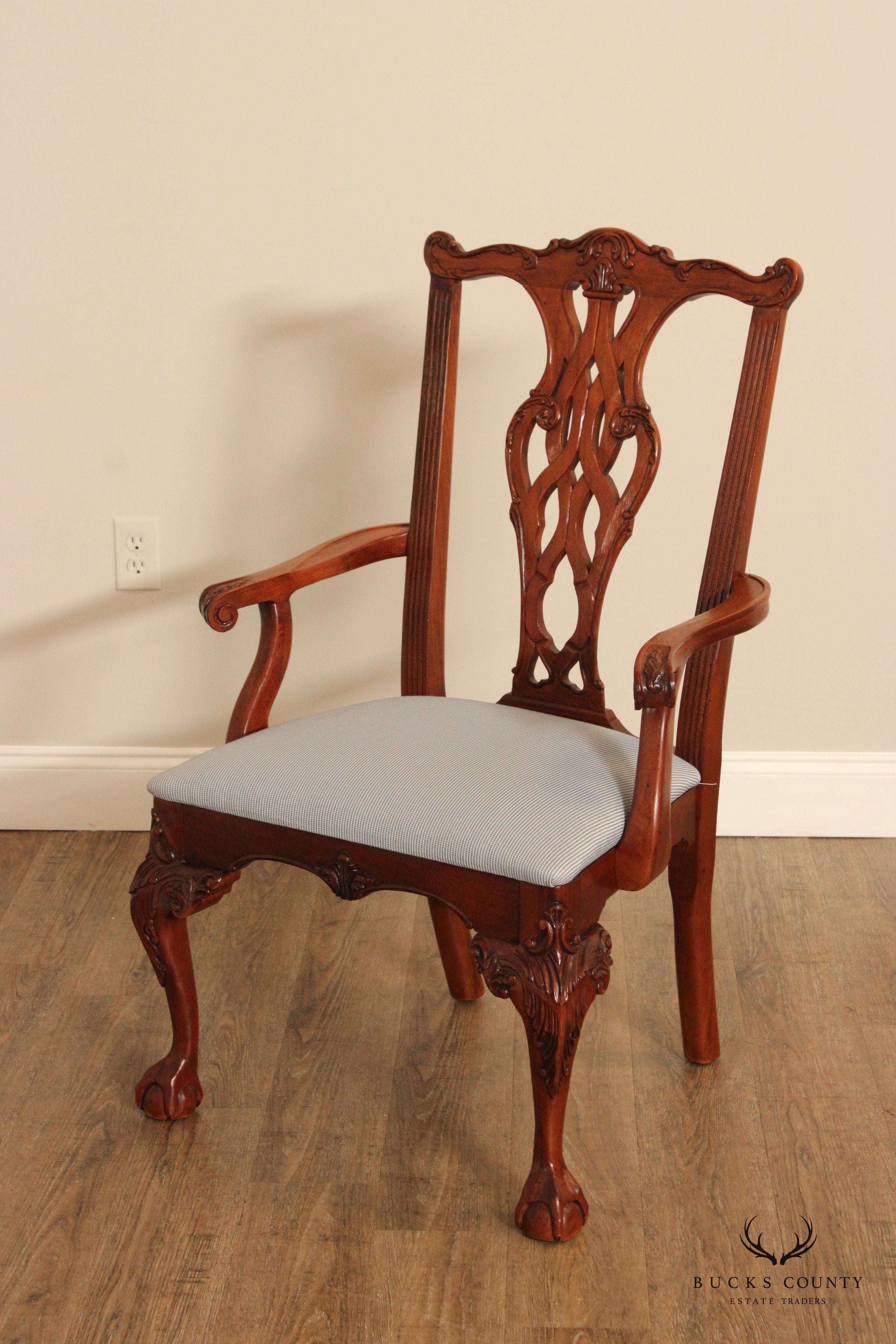 Stanley Chippendale Style Set of Eight Mahogany Ball and Claw Dining Chairs